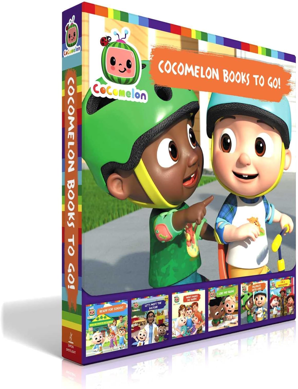 Cocomelon Books to Go! (Boxed Set): Ready for School!; Let's Meet the Doctor!; What Makes Me Happy; I Like My Name; Playdate with Cody; I'm a Firefighter!