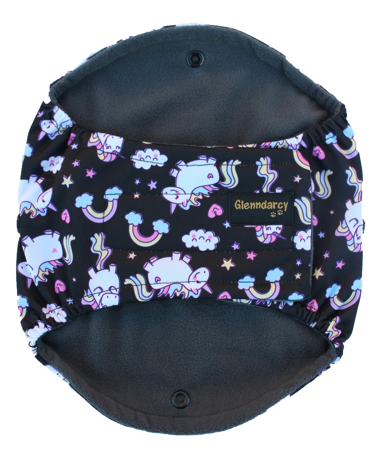 Glenndarcy Diamond Multi-Directional Dog Belly Band - Urine Incontinence - Unicorns Medium and 2 Washable Pads