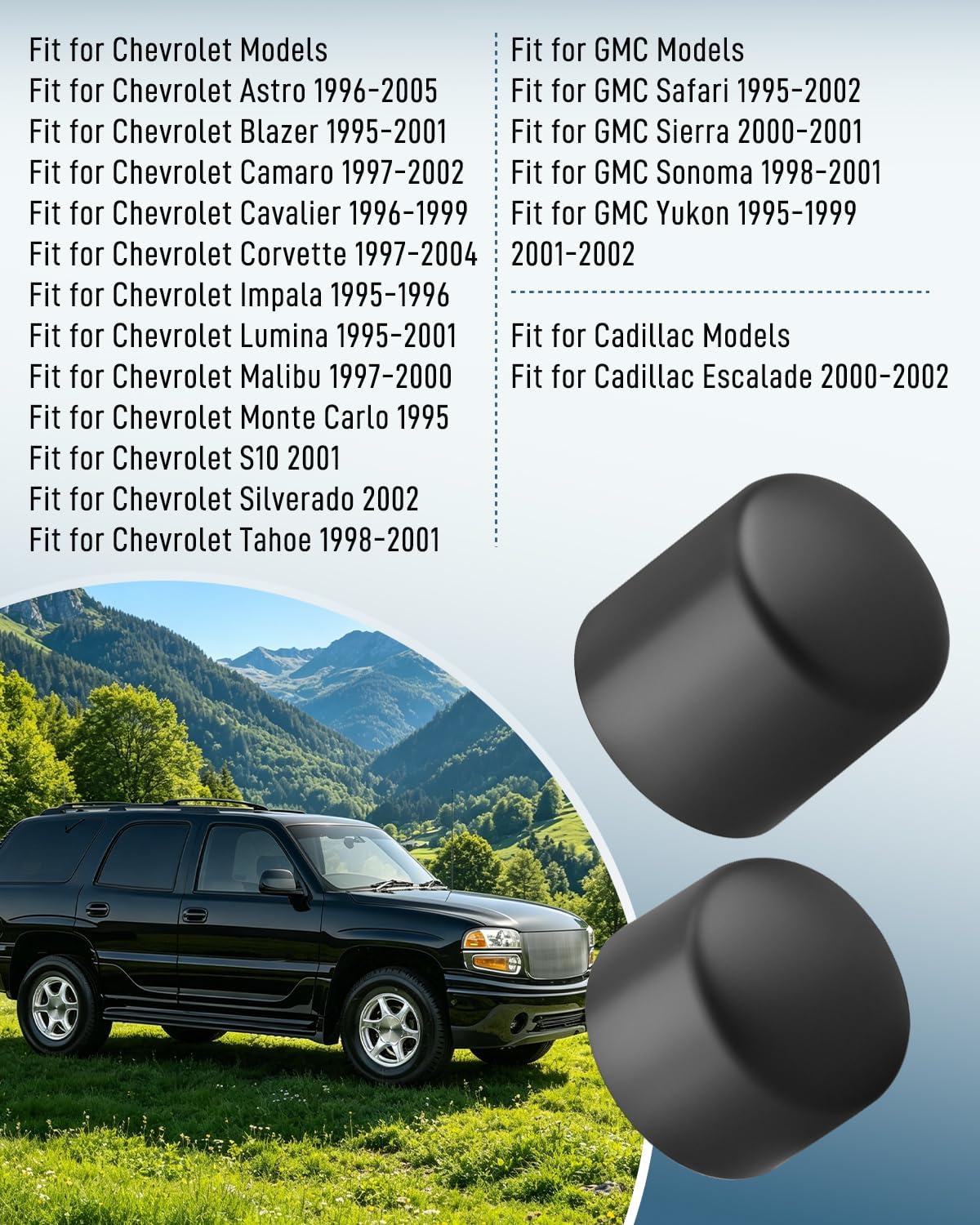 Radio Control Knob Kit Fit for GMC Yukon Chevrolet Impala Silverado Tahoe Cadillac Escalade Select Models, Volume Control and Stereo Control Tuner, Replacement 16199583 16195409