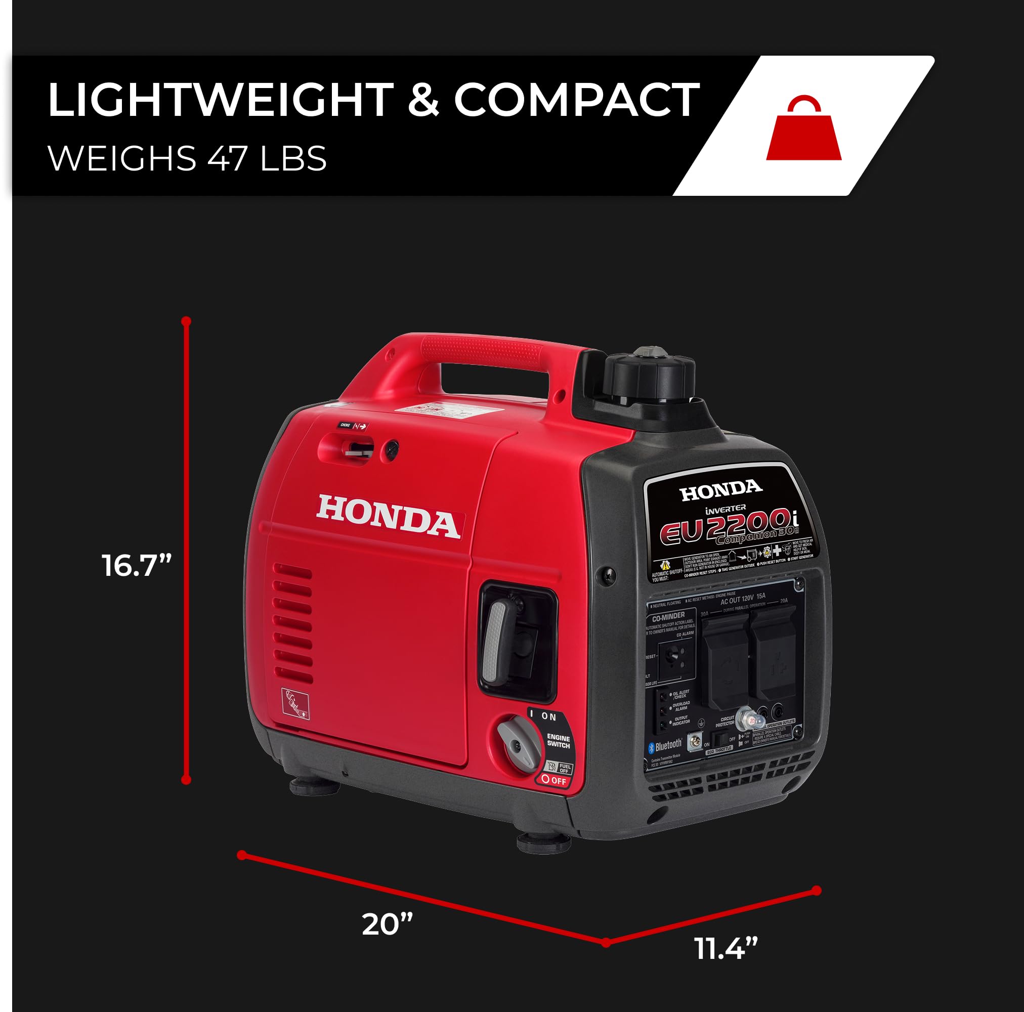 Honda EU2200iTAN 2200-Watt 120-Volt Super Quiet Portable Inverter Generator with CO-Minder