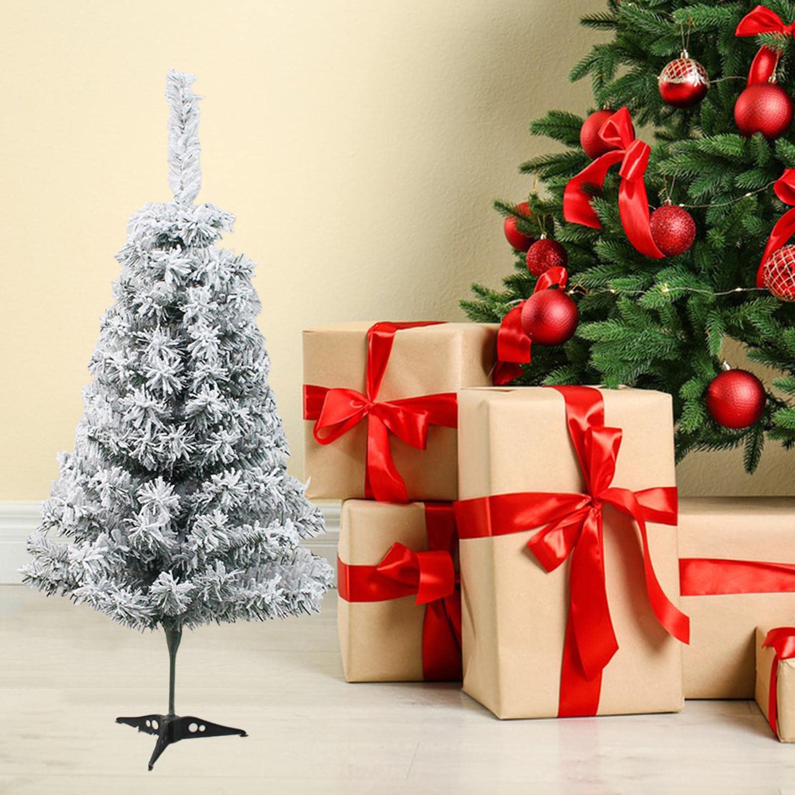 MagiDeal Tabletop Artificial Christmas Tree Decor Centerpiece Photo Prop Escena de Nieve Flocado de Navidad para Centro Comercial, Festival, Patio, al, l
