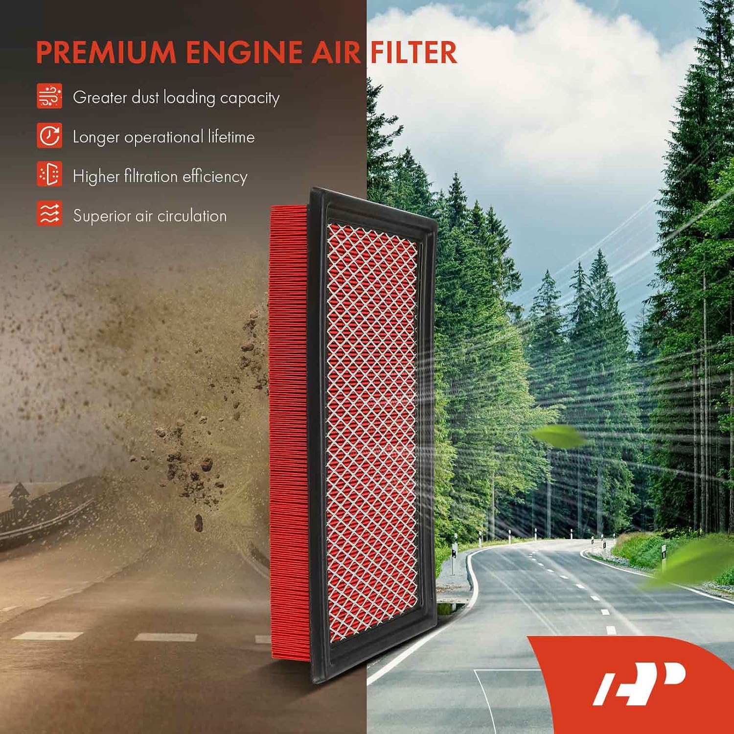A-Premium 2-PC High-performance, Pre-oiled Engine Air Filter Compatible with Ford Explorer, Fusion, Edge, Taurus, Flex & Mazda 6, CX-9, Sable & Lincoln MKZ, MKX, MKS, MKT, Aviator, Replace# SPA-2395