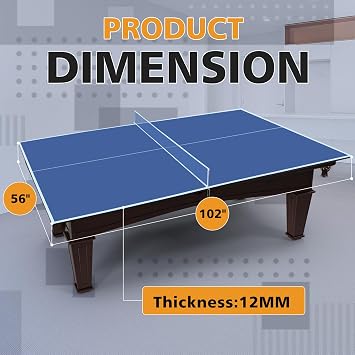 7/8/9ft Mid-Size Ping Pong Conversion Top with Net Set for Billiard and Pool Tables - Regulation Top Converts Billiards into Ping Pong Table Blue/Green/Black