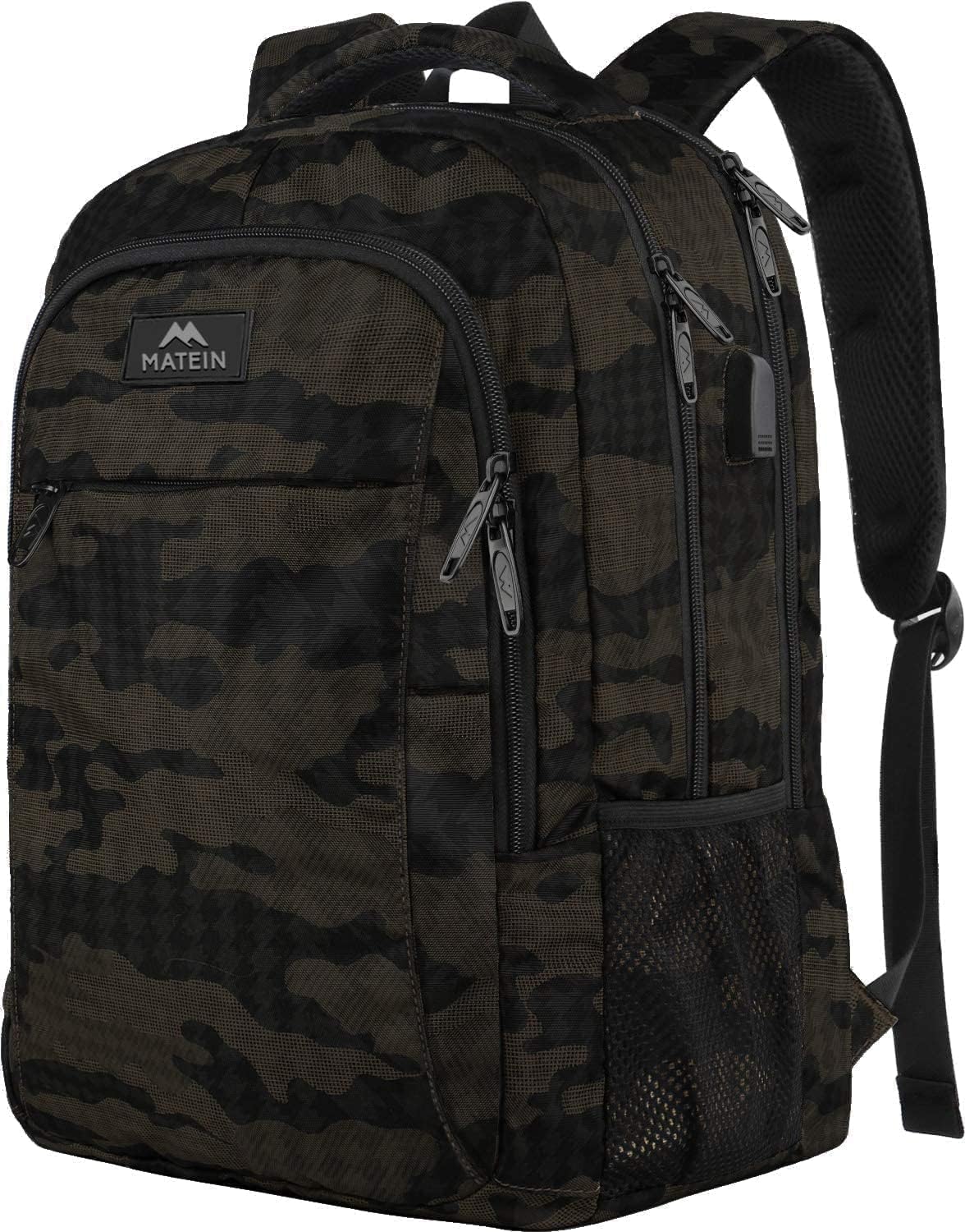 MATEIN Zaino Porta PC Uomo, Zaino PC 15.6 Pollici con Caricatore USB, Zaini Universitari Antifurto Zaino Uomo Notebook Università Ufficio per Viaggio Lavoro Casual Viaggiare, Mimetico