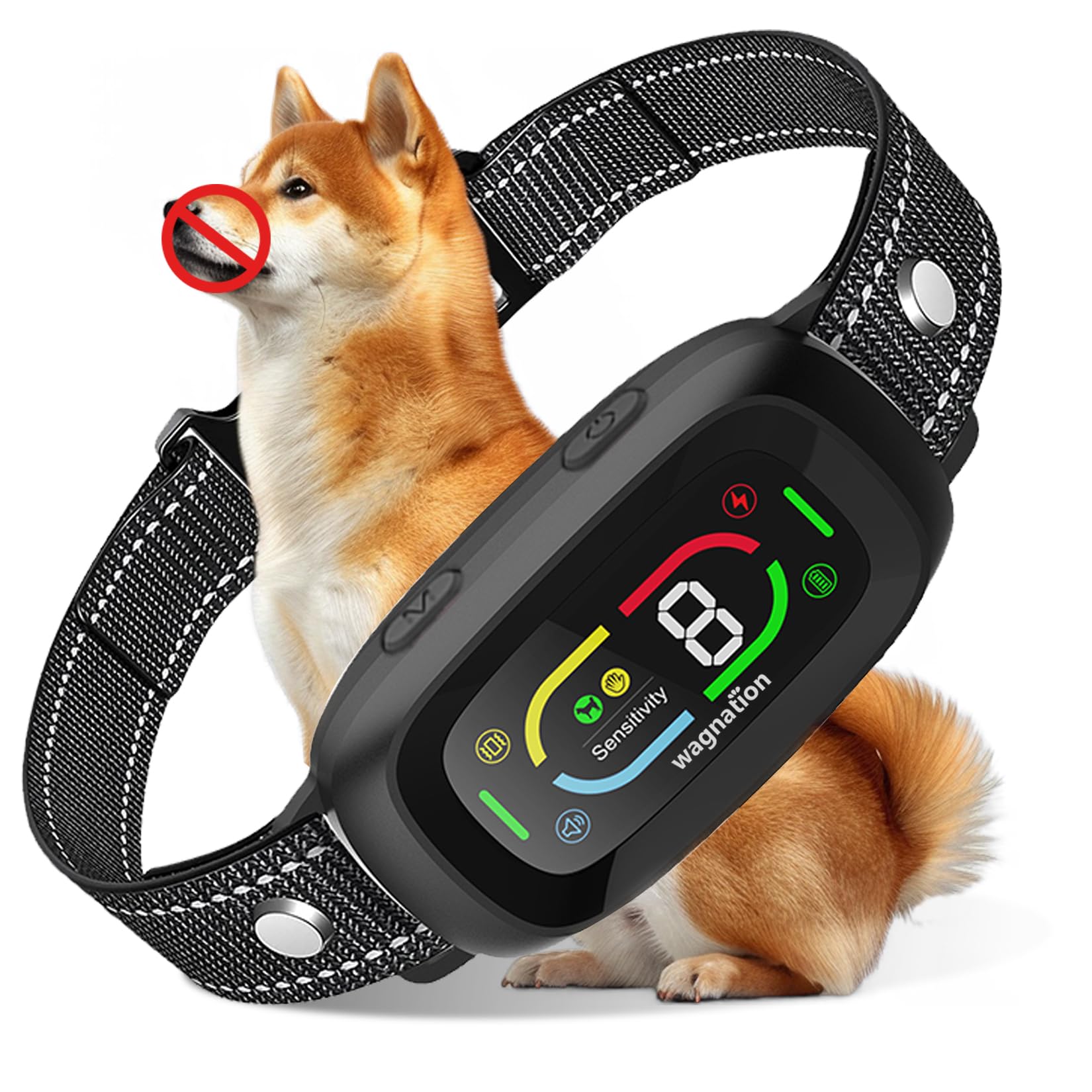wagnation Automatic Dog Bark Collar, Safe Anti Barking Collar with Adjustable Beep Vibration Shock Modes & 9 Sensitivity, IP67 Waterproof Bark
