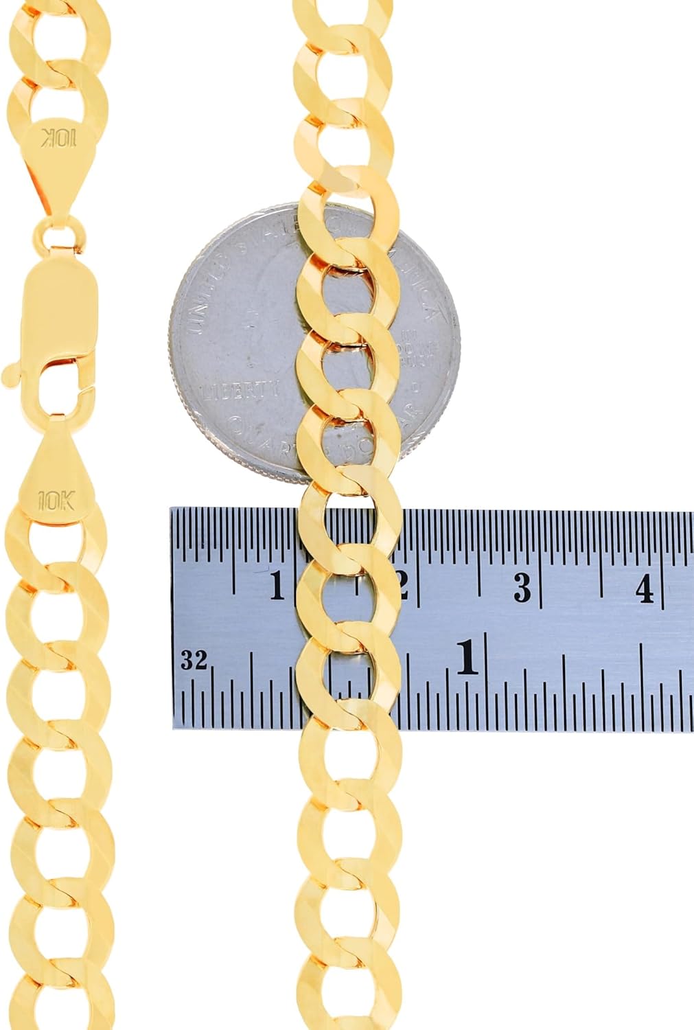 Nuragold 10k Real Yellow Gold Solid Cuban Curb Link 8mm Chain Necklace (18"-30") Italian Jewelry for Men - Image 7