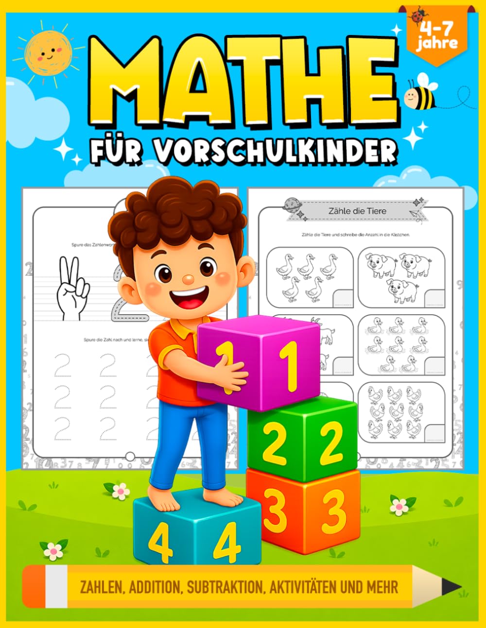 Mathe für Vorschulkinder | Zahlen, Addition, Subtraktion, Aktivitäten und mehr: Übungsheft Mathe | Vorschule Übungshefte ab 4 Jahren | Über 130 Seiten