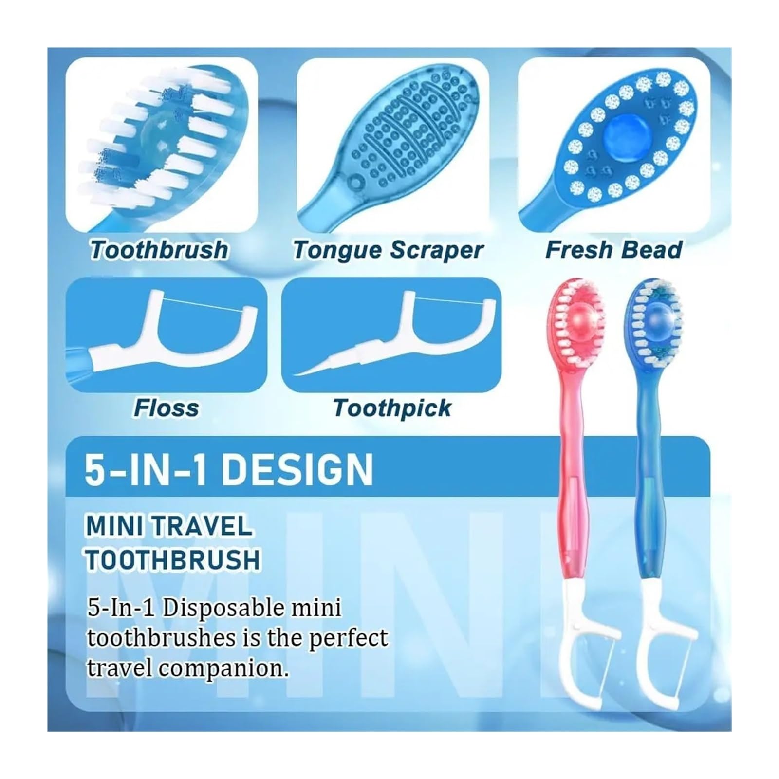 Spazzolino usa e getta 4 gusti con filo interdentale Mini | Perle esplosive al contatto con acqua, filo interdentale integrato, igiene orale portatile(30pcs Mixing)