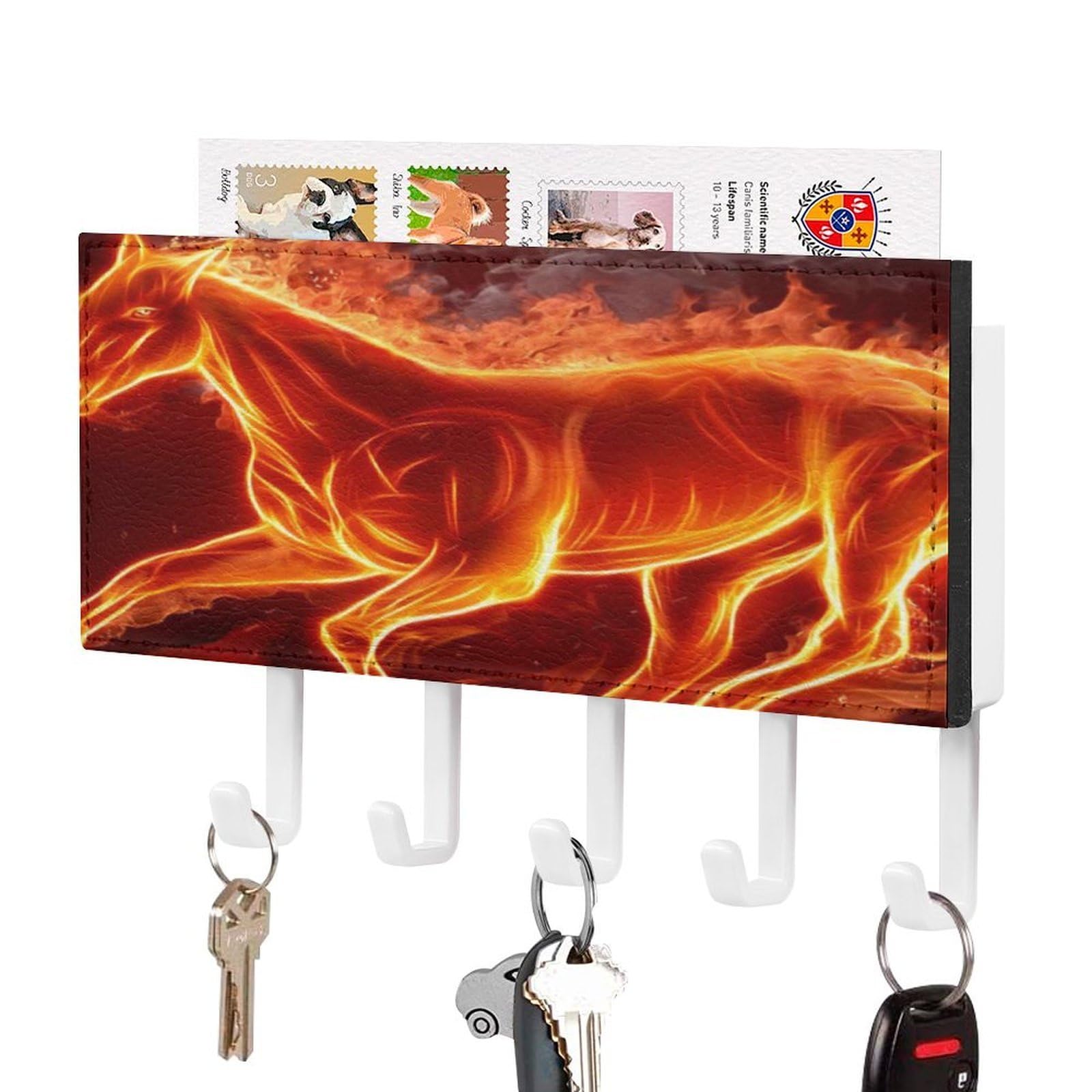 NCLQVJXZKHW Fire Horse Key Holder with 5 Hooks Key Hooks Wall Mounted Key Racks Key Hanger Organiser Shelf