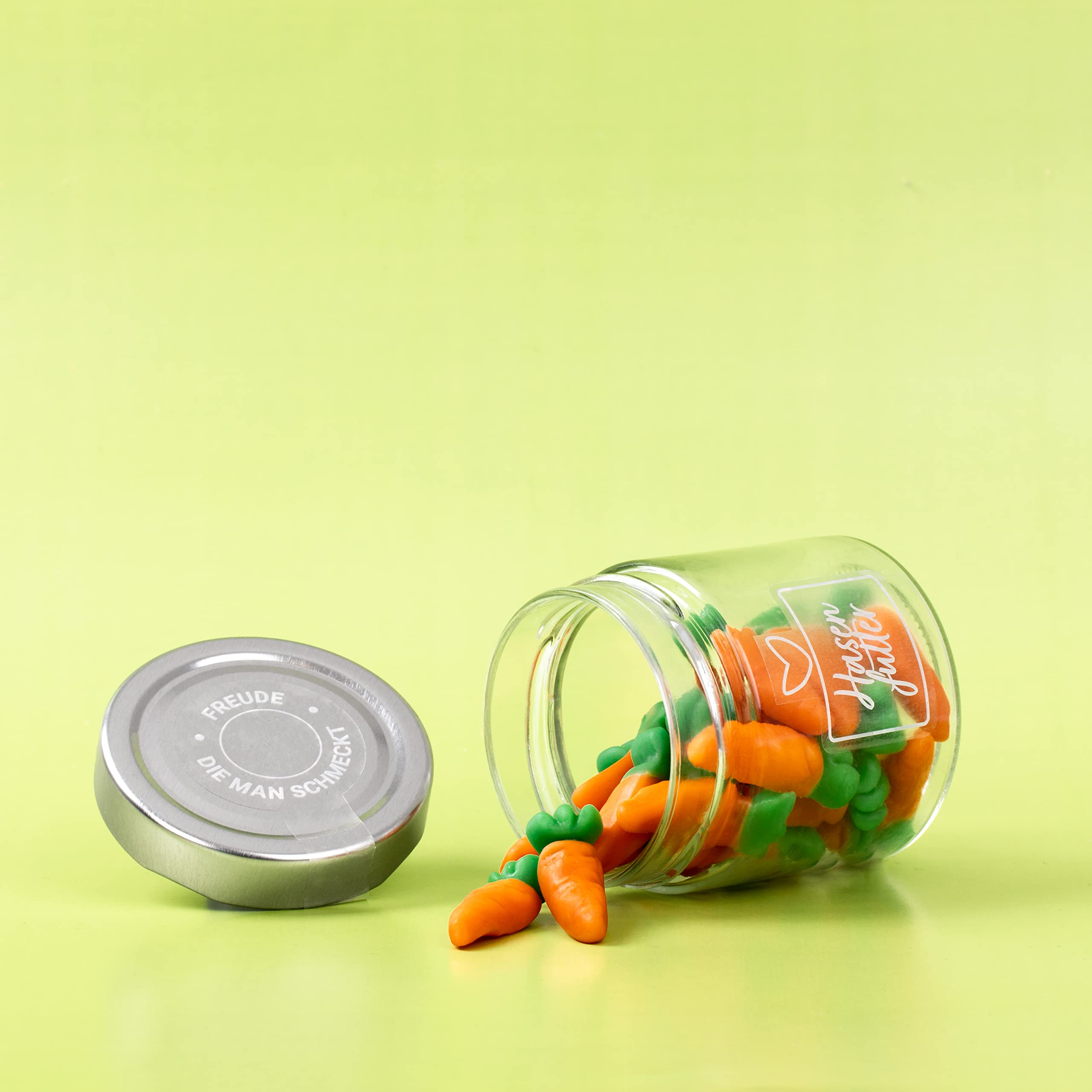 8 Stück Hasenfutter Fruchtgummis im Glas | Ostergeschenk für Kinder und Erwachsene | Karotten Süßigkeiten für das Osternest | Großpackung | Perfekt für die Ostersuche