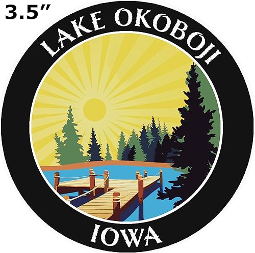 Miniatura 10 de Lake Dock - Lago Okoboji - Iowa 3.5 pulgadas Ventana de coche camión calcomanía vacaciones aventura tema novedad apliques
