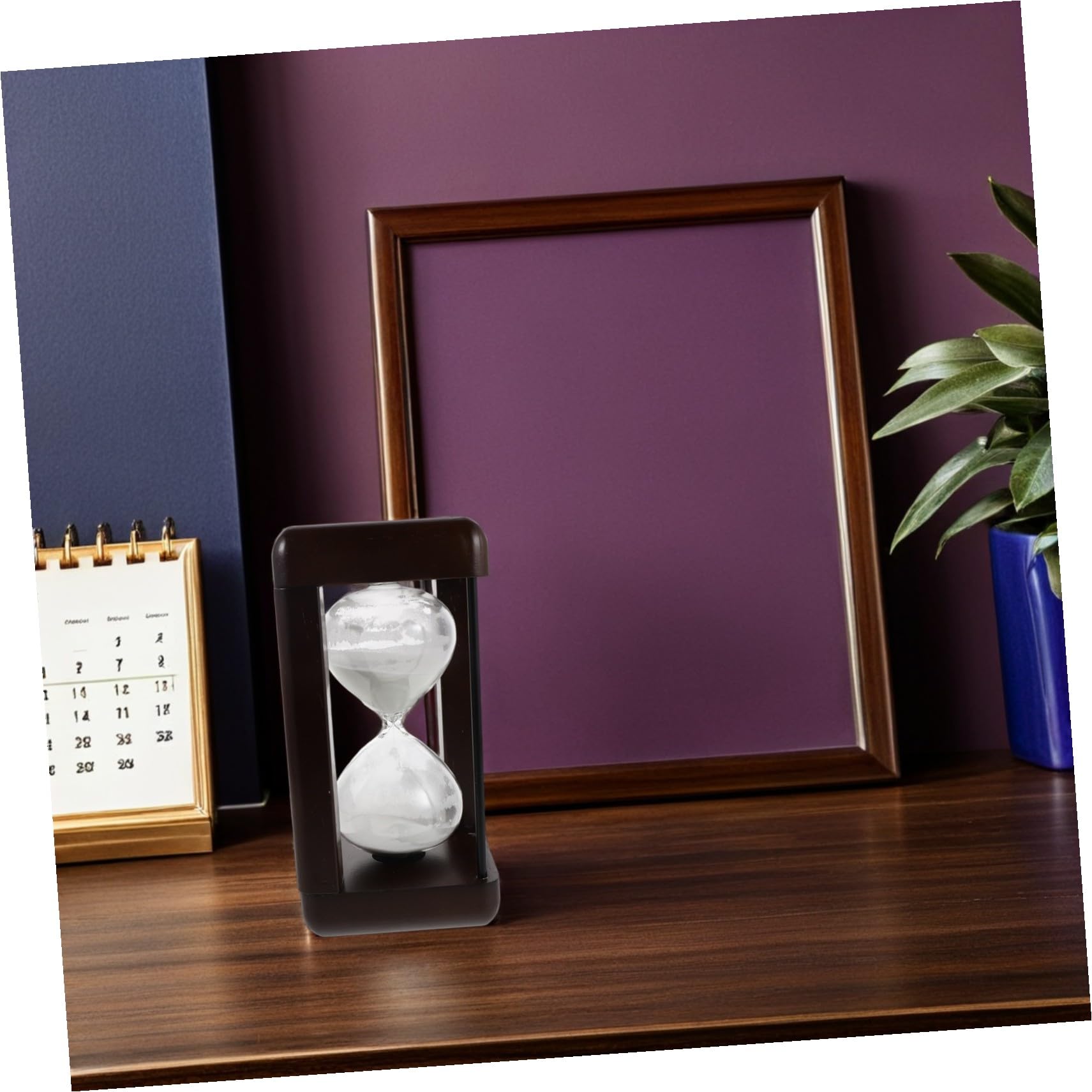 Reloj de Arena de Madera Maciza Blanco, Adorno Vintage de 60 Minutos