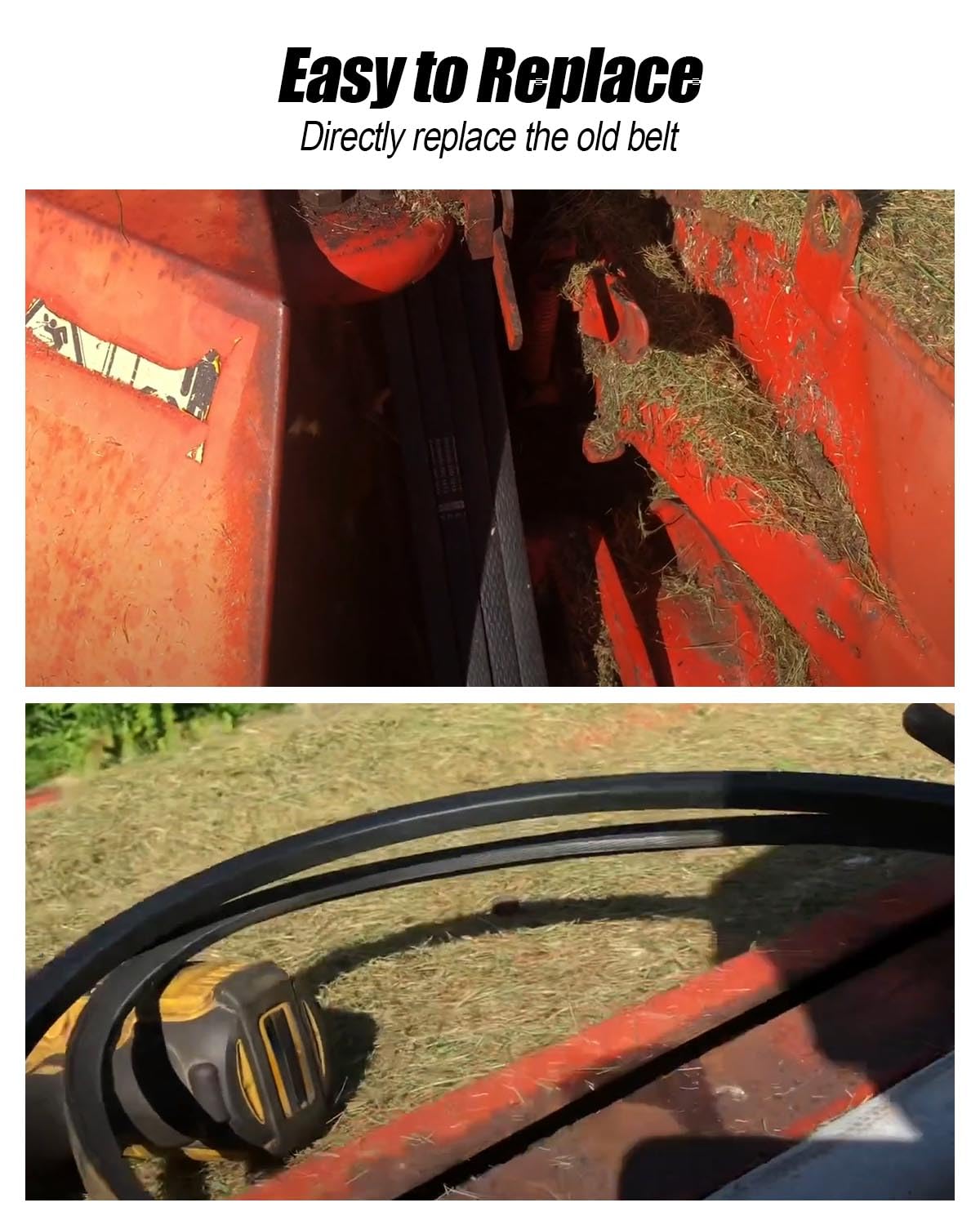 4Pcs Main Drive Belt Fit for Kuhn 83101673 GMD66 GMD77 GMD500 New Holland 465 463 462 452 442 John Deere 260 270 ES10774, Lawn Mower Deck V-Belt