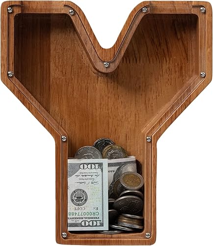 Vista 124 de Alcancía para niños y niñas, alcancía de madera con letra grande del alfabeto con inicial C, banco de monedas, regalos divertidos para cumpleaños