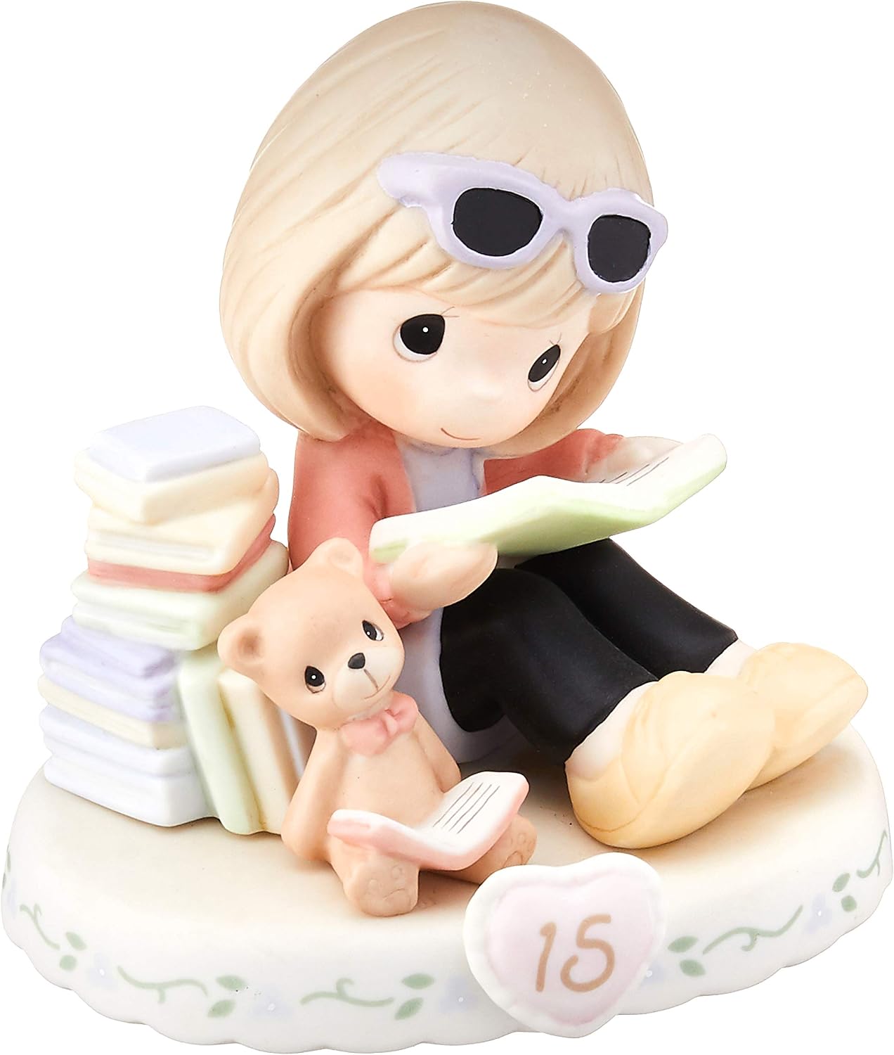 Precious Moments 162014B Brunette Girl Growing In Grace, Age 15 Birthday Bisque Porcelain Figurine