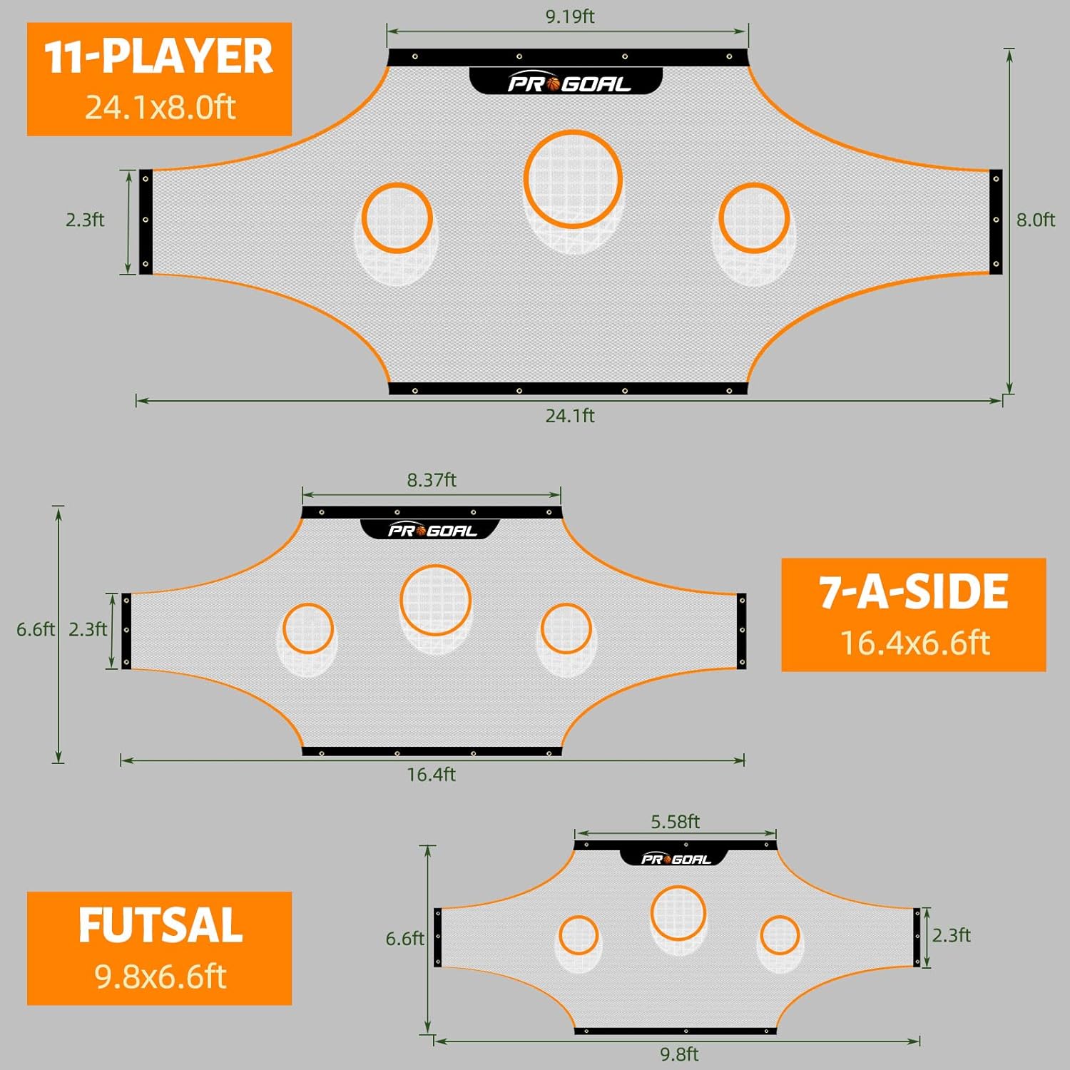 Buy PROGOAL Soccer Goal Target Training Nets 24x8FT/17x6.6FT/11x6FT