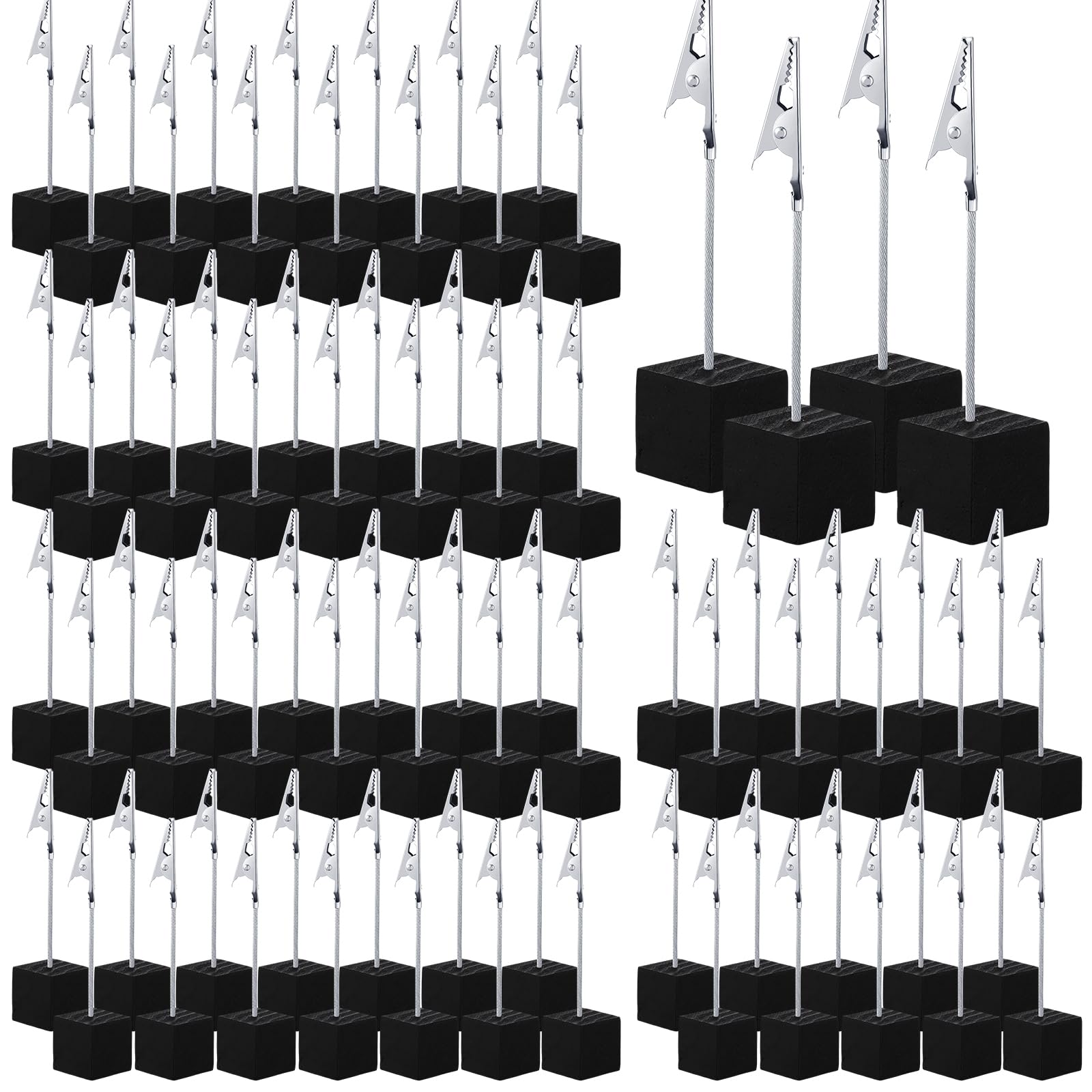 100 Pcs Cube Base Memo Clip Holder with Alligator Clip, Black
