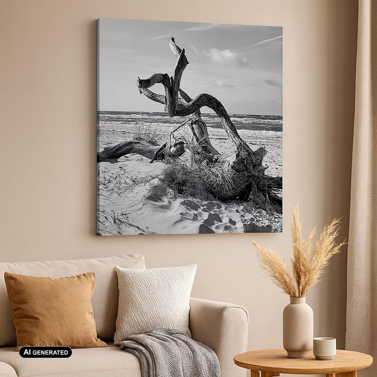 Stampe da Parete 70x70 cm Quadro su Tela Bianco e Nero Paesaggi - 5518