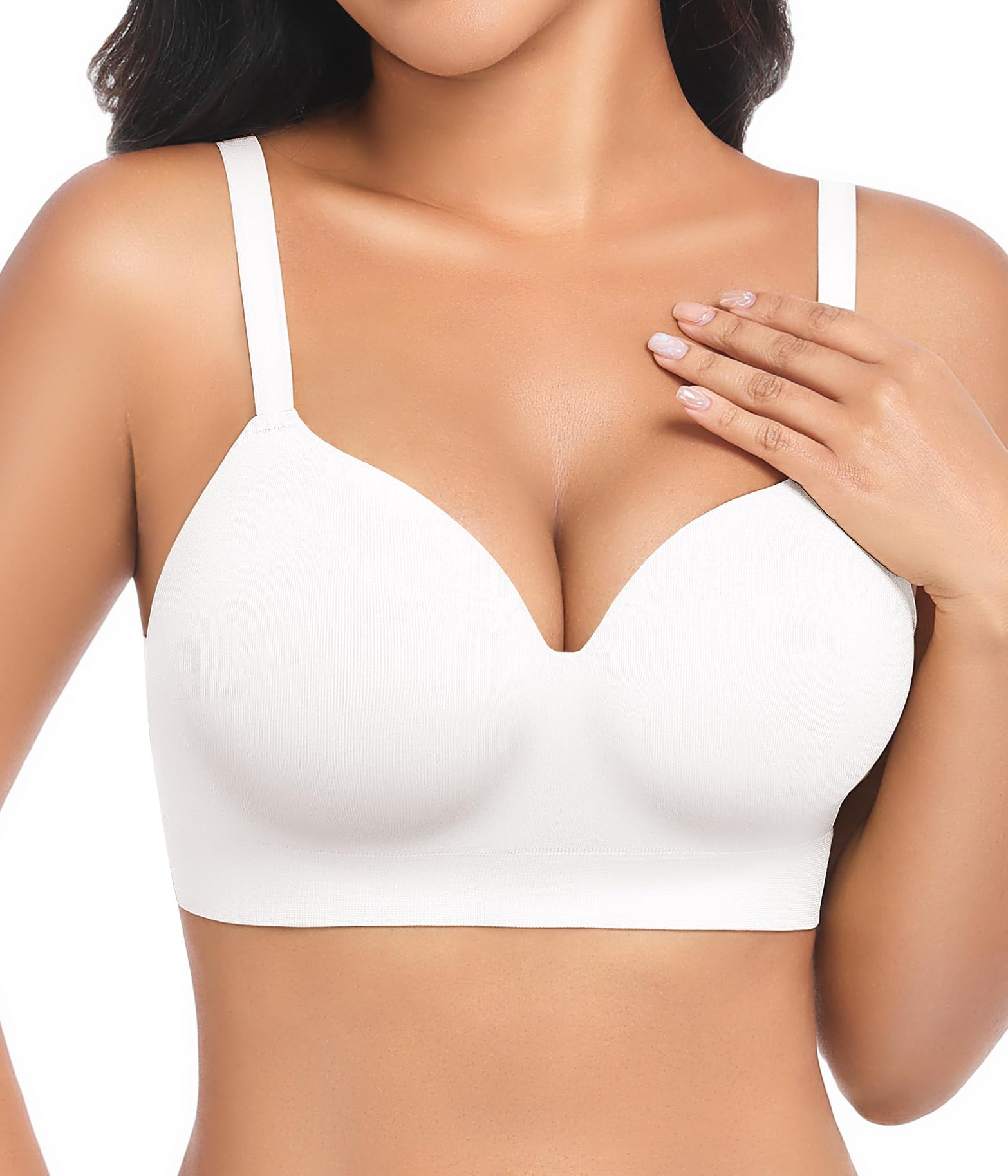 XJBTBA Biustonosze push-up dla kobiet Bez fiszbin Bez fiszbin Bez fiszbin Wsparcie Komfortowe biustonosze do spania dla pań Miękka koszulka Biustonosz bez fiszbin Regular i Plus Size