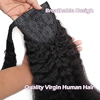 Vista 39 de Human Hair Water Wave Drawstring Ponytail Extensions - Natural Black Corn Wave for Black Women - Clip in Extensions (20")