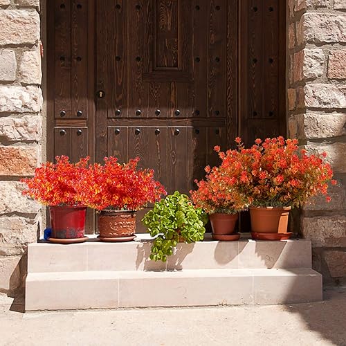 Miniatura 7 de HAPLIA Happylife - 6 paquetes de flores artificiales, vegetación artificial falsa, resistente a los rayos UV, no se decolora, plantas de plástico