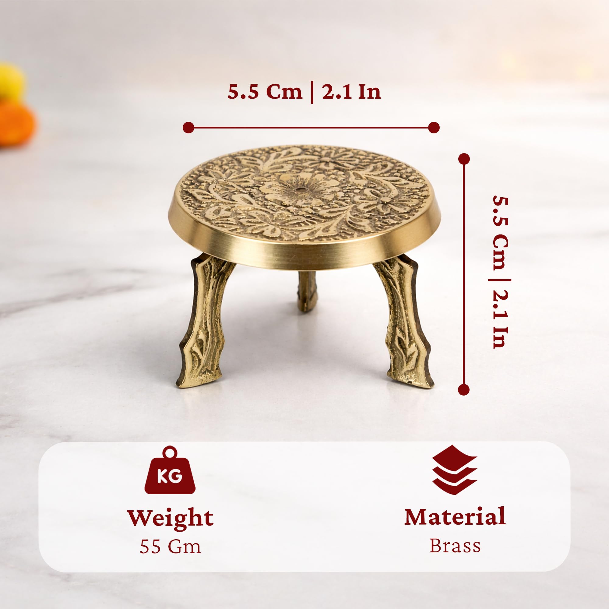 Putrika Traditional Brass Mukali | Stool | Peeta | Mukkali Trumpet | chowki Pooja for God Idols Mini Mukali (80, Grams) 3