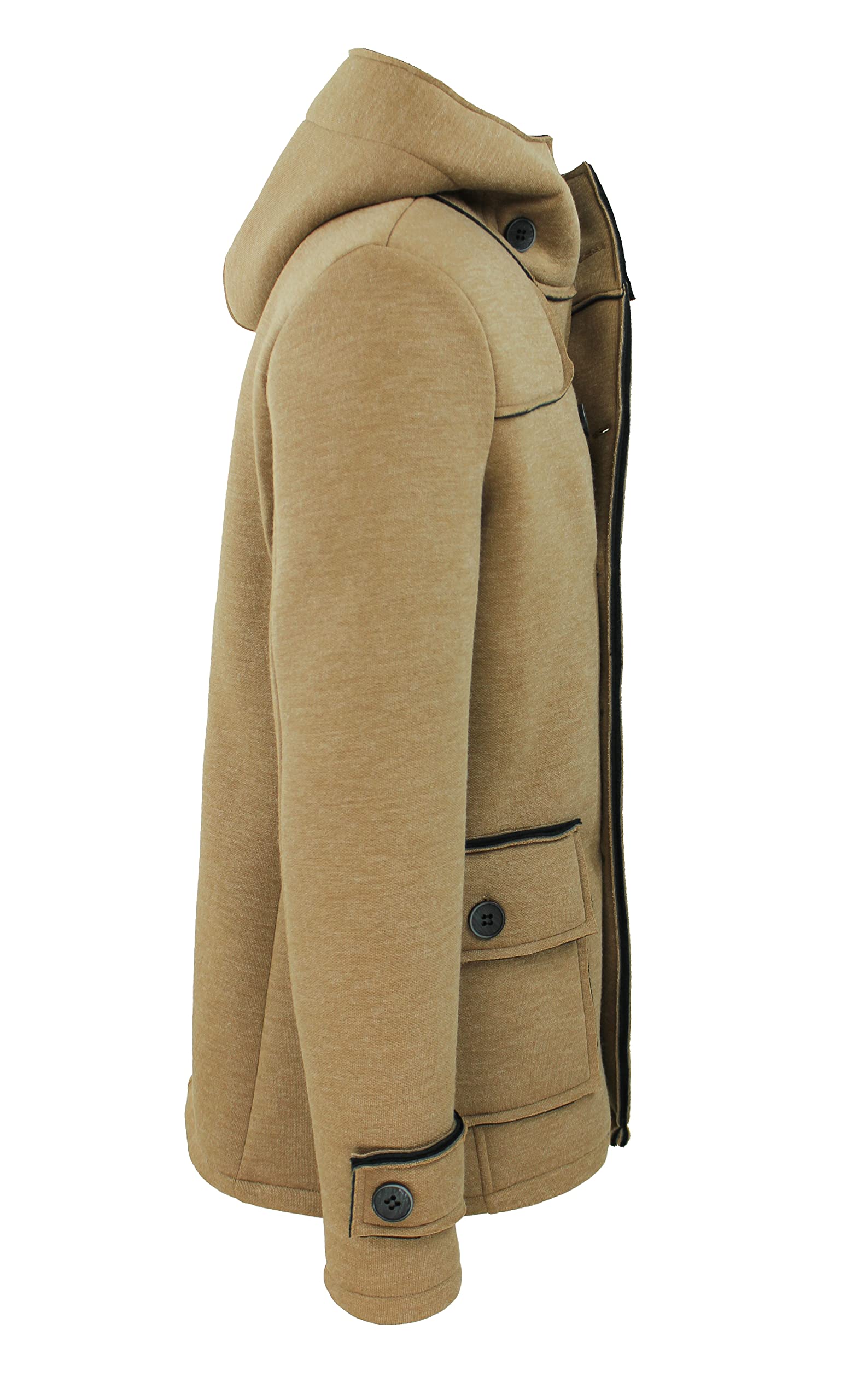 Evoga Cappotto giacca uomo verde doppiopetto slim fit giubbotto autunno inverno con cappuccio