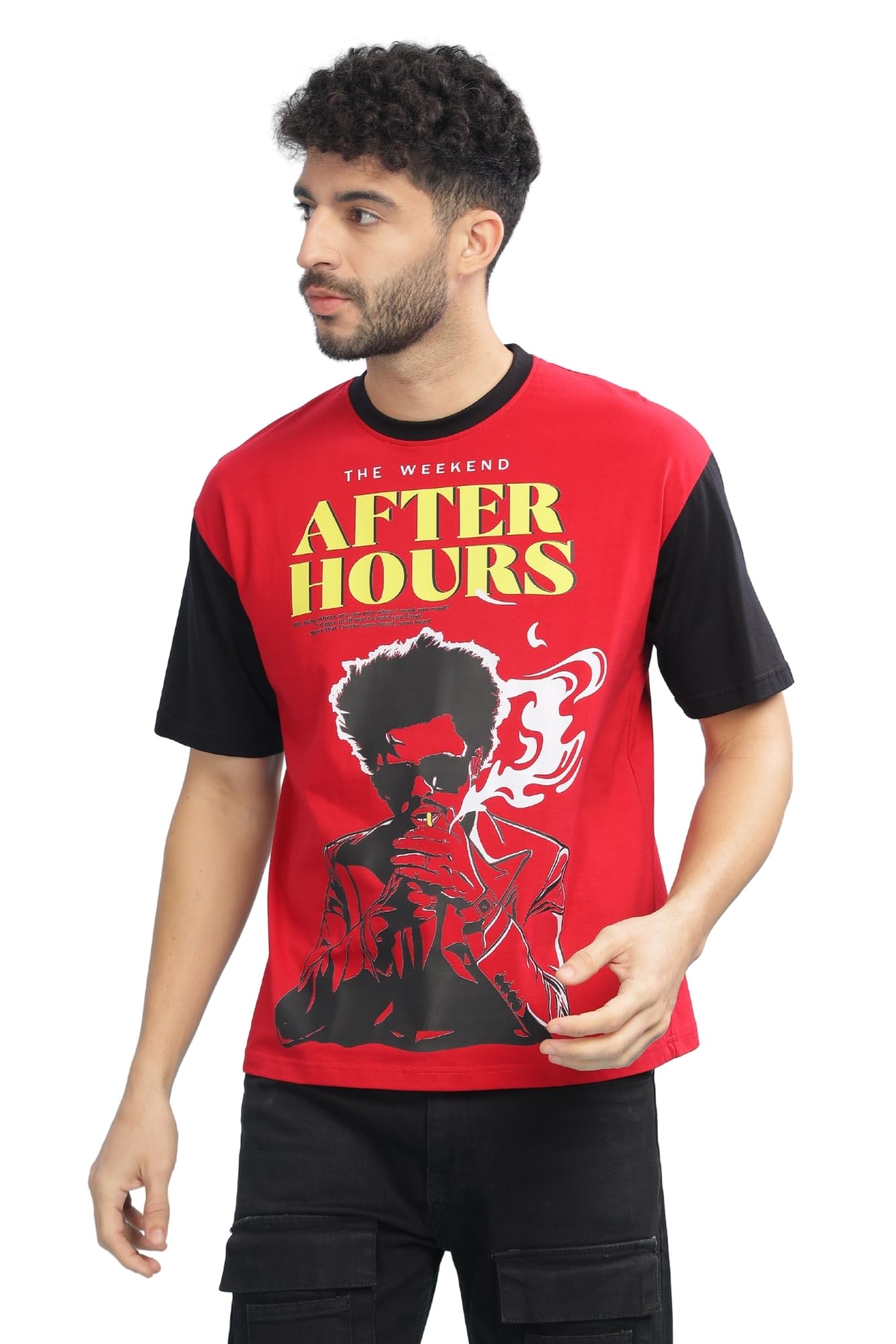 CAPTCHA Men's Oversized Tshirt in Red Black - The Weeknd | After Hours