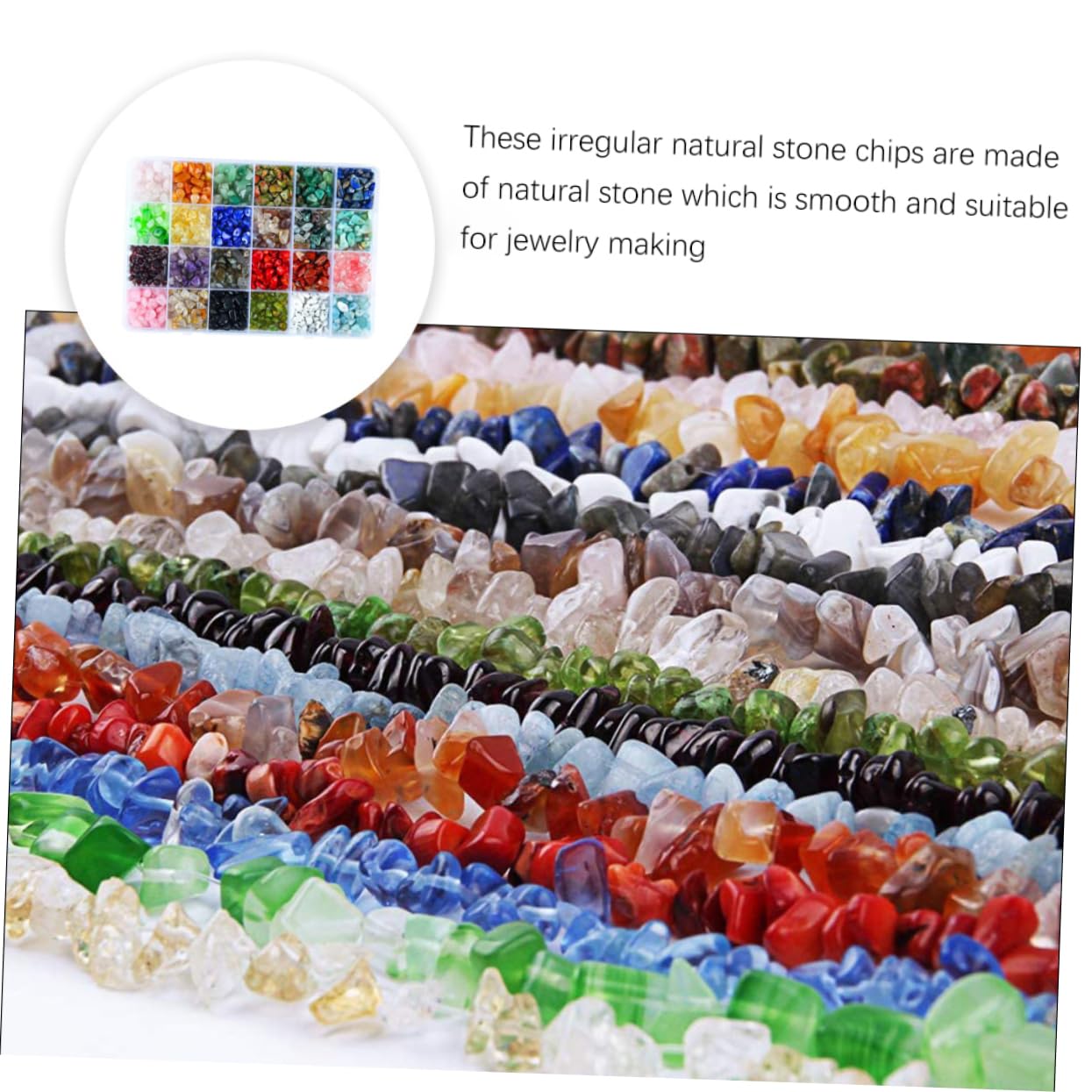 Perline Irregolari in Pietra Naturale per Gioielli Diy, 24 Scomparti | 1 Box, Accessori per Creazione Gioielli e Artigianato, Finitura Liscia, 24 Celle Ordinate