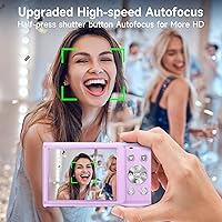 Vista 2 de Cámara digital, enfoque automático de 48 MP UHD 4K, cámara de vlogging de 16X, zoom digital portátil y compacta, cámara digital para adolescentes
