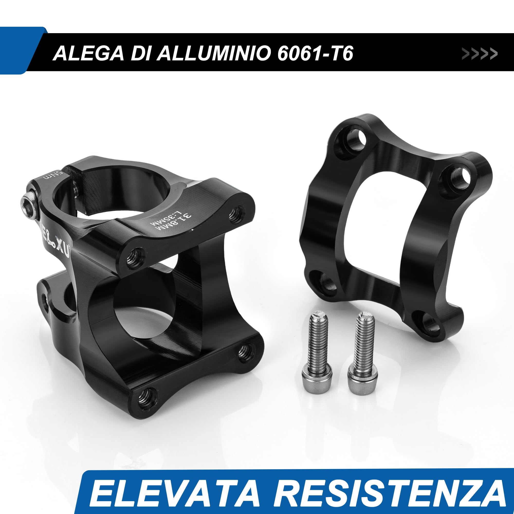 31,8 Attacco Manubrio Bici 35 mm Attacco Manubrio MTB Corto Leggero in Lega di Alluminio CNC Morsetto Manubrio per Bici da Corsa, Gravel, MTB, DH, BMX
