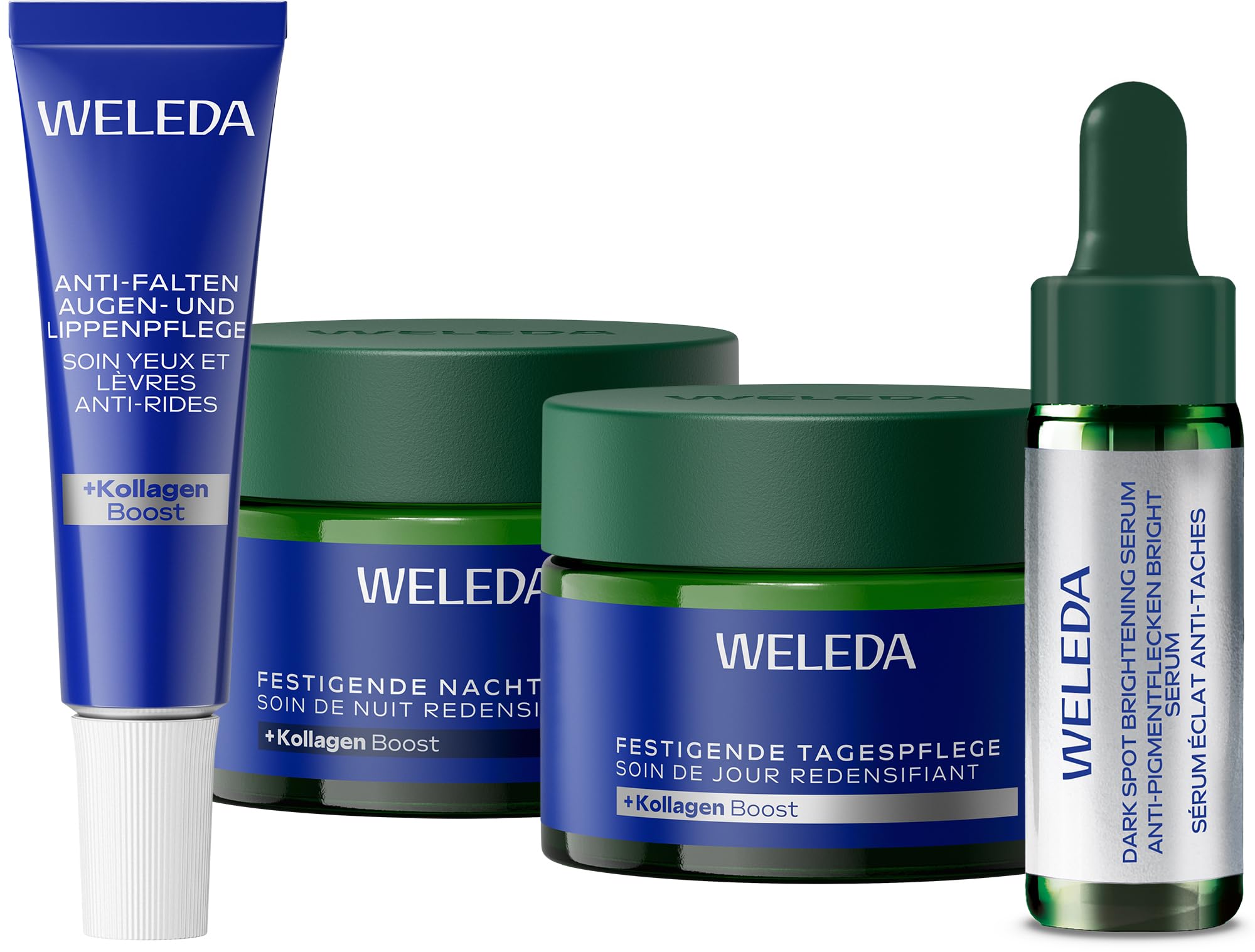 WELEDA Bio Blauer Enzian Gesichtspflege Set – Naturkosmetik Anti Aging mit Tagespflege, Nachtpflege, Augenpflege, Lippenpflege & Serum - mindert Falten/Augenringe & reduziert Pigmentflecken (vegan)