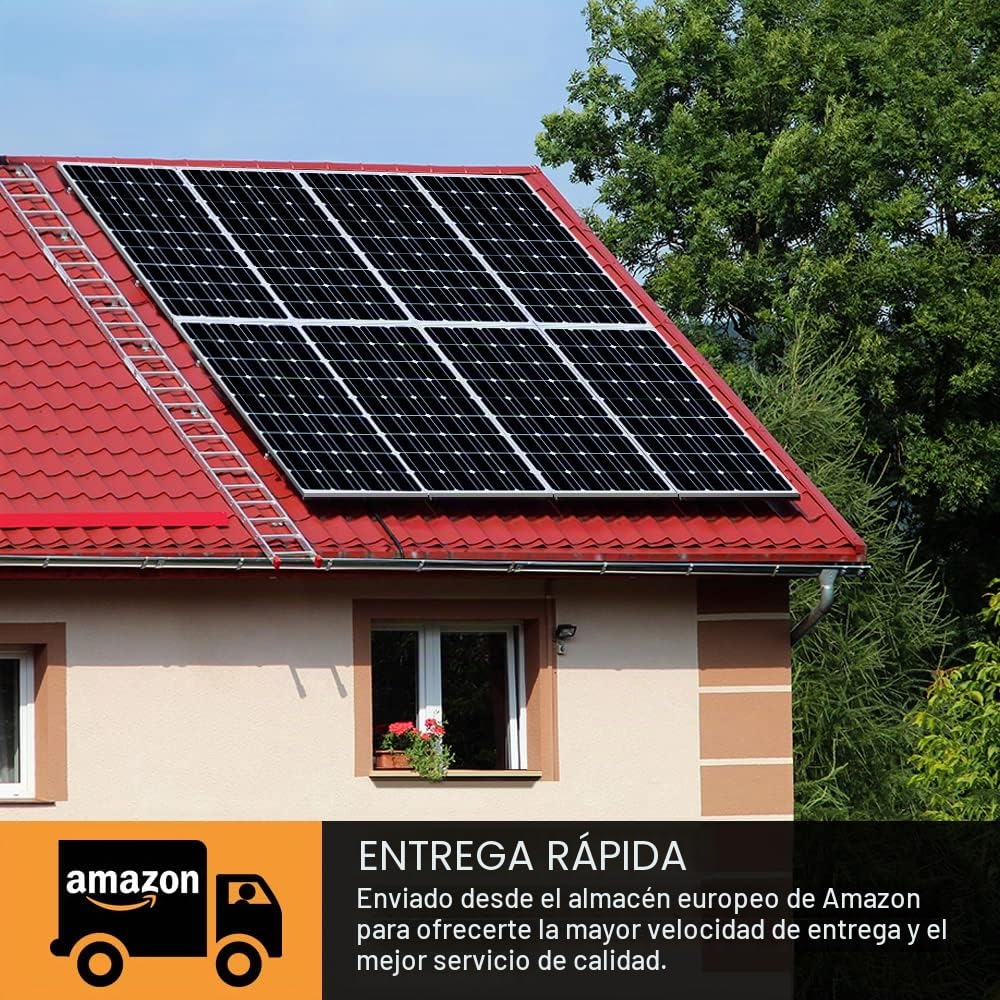 DOKIO Panel Solar 100W 18V monocristalino alta eficiencia robusto para carga de batería de 12v