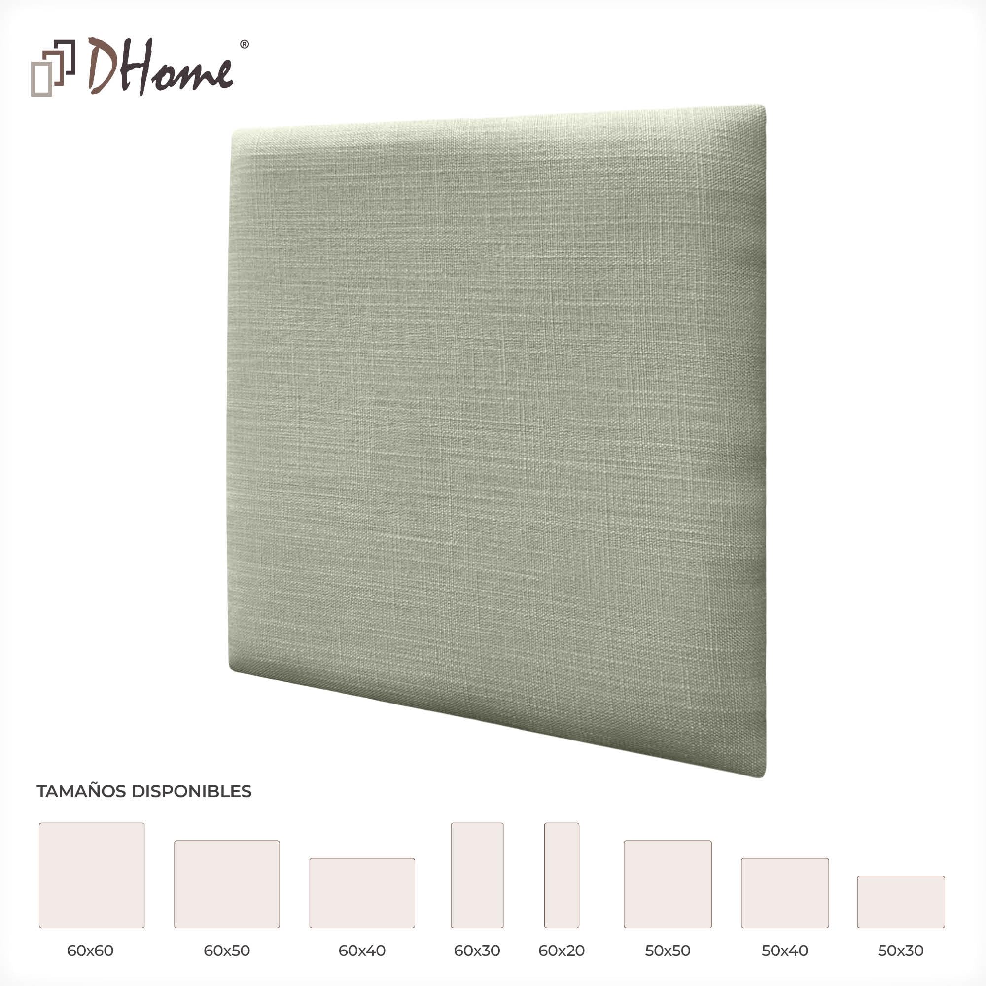 DHOME Pannelli Imbottiti in Lino Naturale Autoadesivi per Parete Acustici Fonoassorbenti Protezione dagli Impatti Testiere Decorazione Casa Camera da Letto (Verde, 60x60cm)