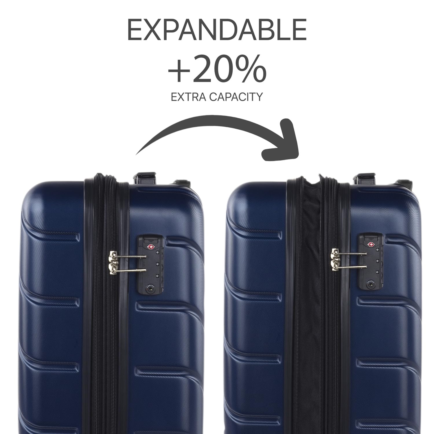 DKNY - Lekkie walizki duże - Duża walizka z twardej skorupy ABS 75 cm - Lekkie walizki duże z zamkiem szyfrowym - Sztywne, Navy