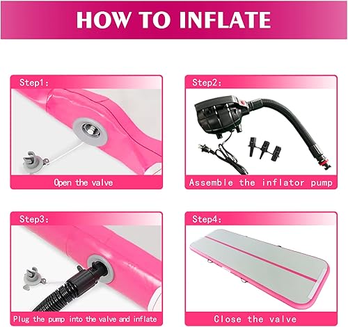 Miniatura 5 de Colchoneta inflable de gimnasia de aire de 10, 13, 16 pies, con bolsa de transporte, bomba eléctrica para el hogar, al aire libre, gimnasio,