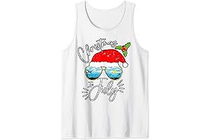 Santa Hat Sunglasses In July and Christmas Clothes