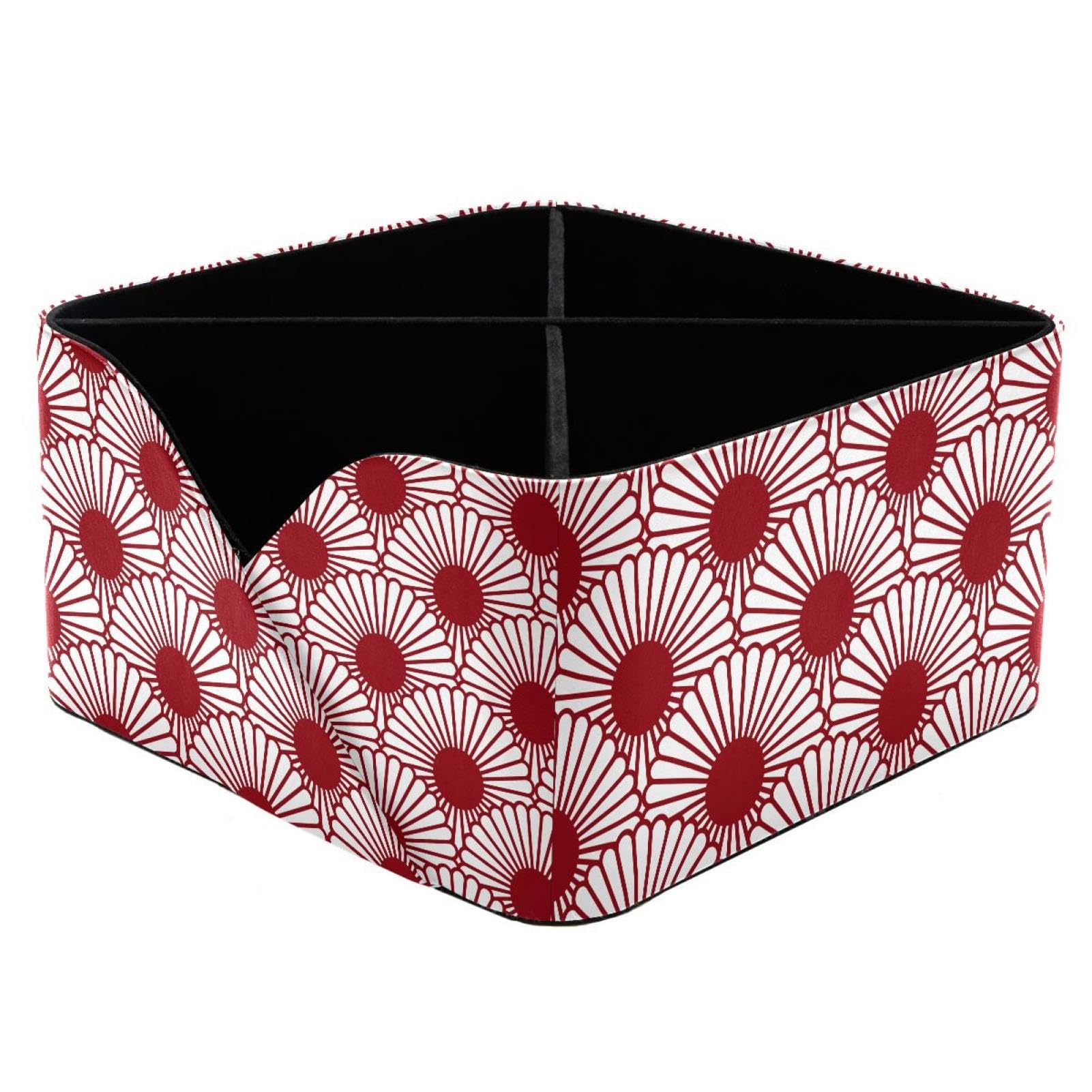 KengjuTesu Japanese Chrysanthemum Flower Pattern Desktop Organizer Pen Holder, Rectangular Pencil Cup for Office, Study and Makeup Stations