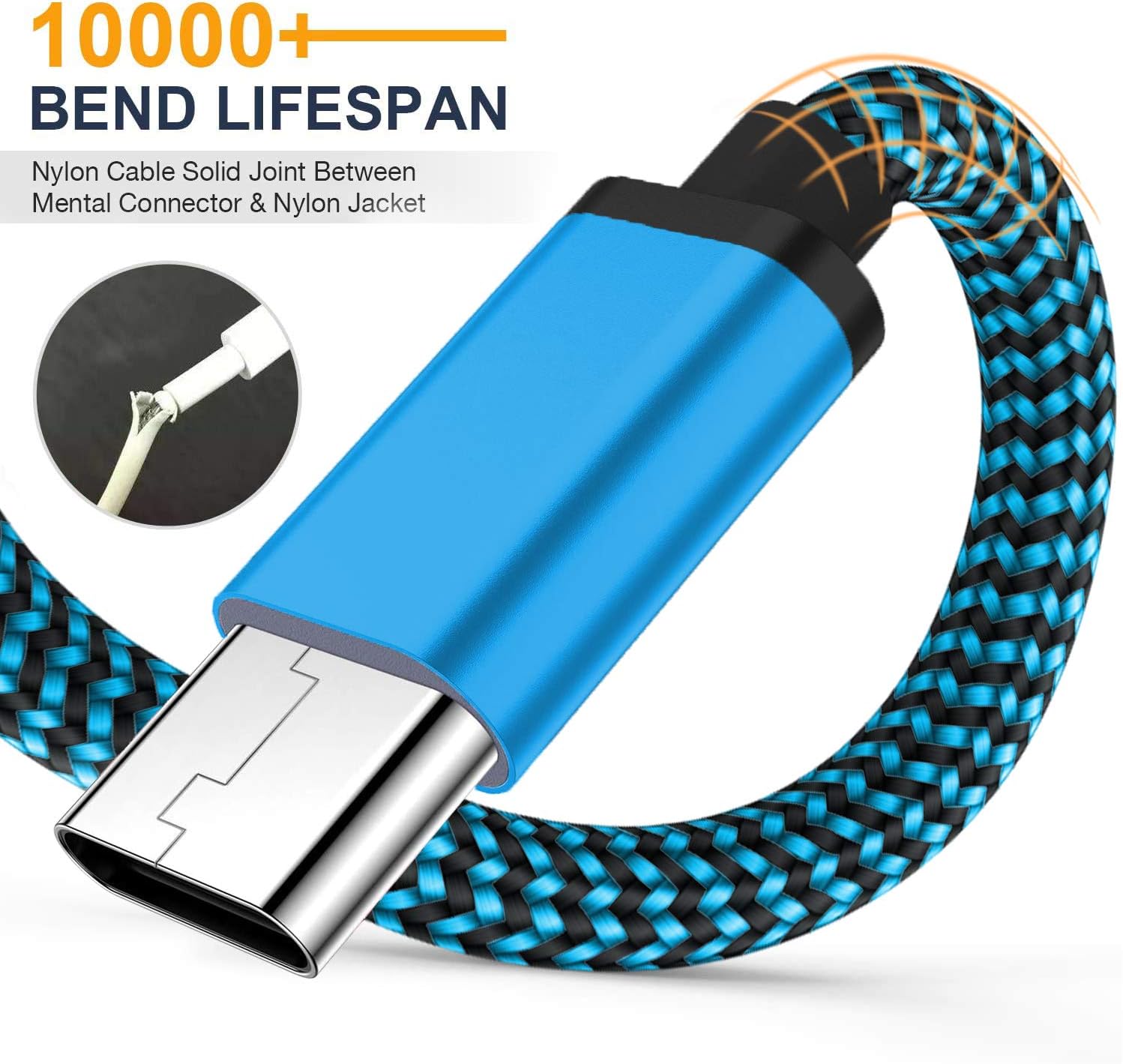 Type C Cable Fast USB C Charging 6FT 3Pack Power Cord Braided Phone Charger for Samsung Galaxy A32 A12 A10e A11 A20 A21 A51 A50 A71 S10 S20 S21 Note 20, Moto G Power Stylus G7 G6 Z4, LG K51 Stylo 5 6 : Electronics