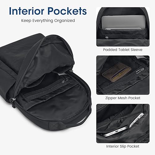 Miniatura 4 de G4Free Mochila pequeña para mujer, mini mochila de nailon para viajes, trabajo, senderismo, color negro