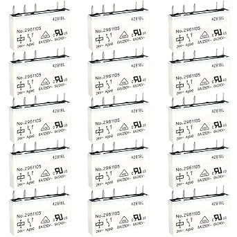 15-Pack No. 2961105 5-Pin Relay, 24V DC 6A Slim Power Relay Replacement for Phoenix Contact REL-MR- 24DC/21, Industrial Interface Electrical Component for PLC Terminal Block and Automation Cabinets
