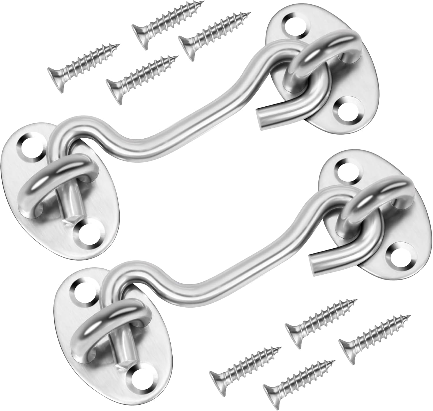2 Pack Thicker Door Latch Stainless Steel, Rustproof, Heavy Duty Screws for Install Gate Latch Barn Door Lock Hook and Eye Latch for Sliding Door Fence Screen Window Closet Bedroom (Black, 4 Inch)