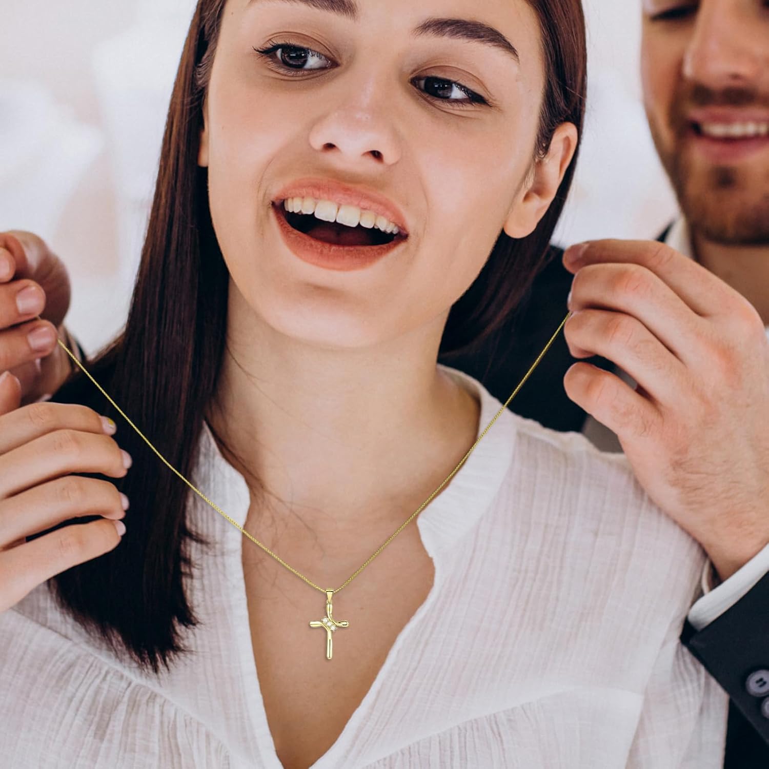 925 Sterling Silver Cross Necklaces for Women 12 Color Birthstone Necklace,Adjustable Cross Pendant With Cubic Zirconia,Ideal Hypoallergenic Jewelry Gift - Image 8