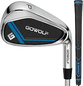 Gowolf Conjunto de ferro de golfe ou ferros simples (5, 6, 7, 8, 9, cunha de arremesso) para homens, mão direita, eixo de aço premium de 95 g com sulcos profundos para perdão extremo, precisão e
