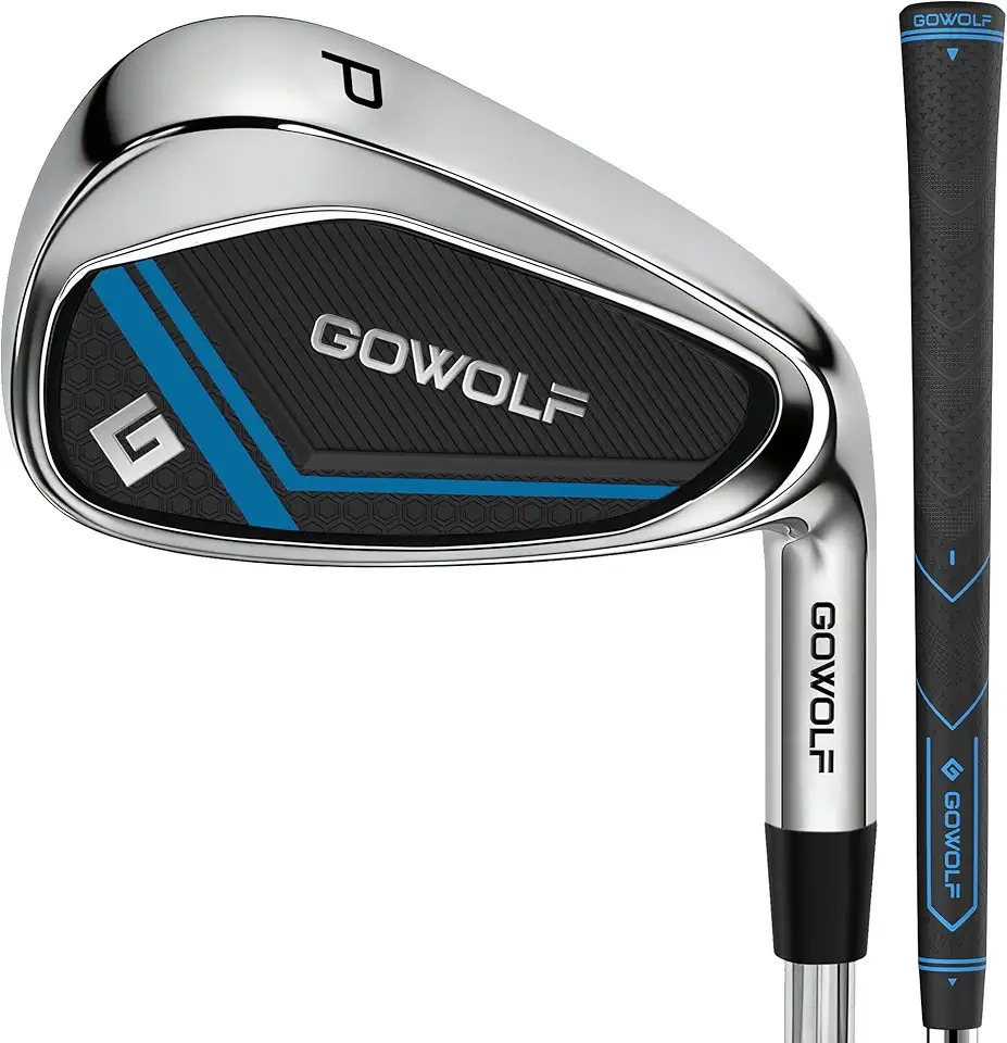 Gowolf Conjunto de ferro de golfe ou ferros simples (5, 6, 7, 8, 9, cunha de arremesso) para homens, mão direita, eixo de aço premium de 95 g com sulcos profundos para perdão extremo, precisão e