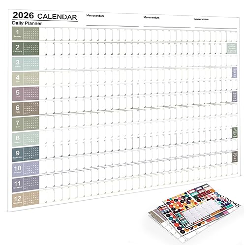 Teacher Calendars Planners, Yearly Wall Calendar - 2026 Large Wall