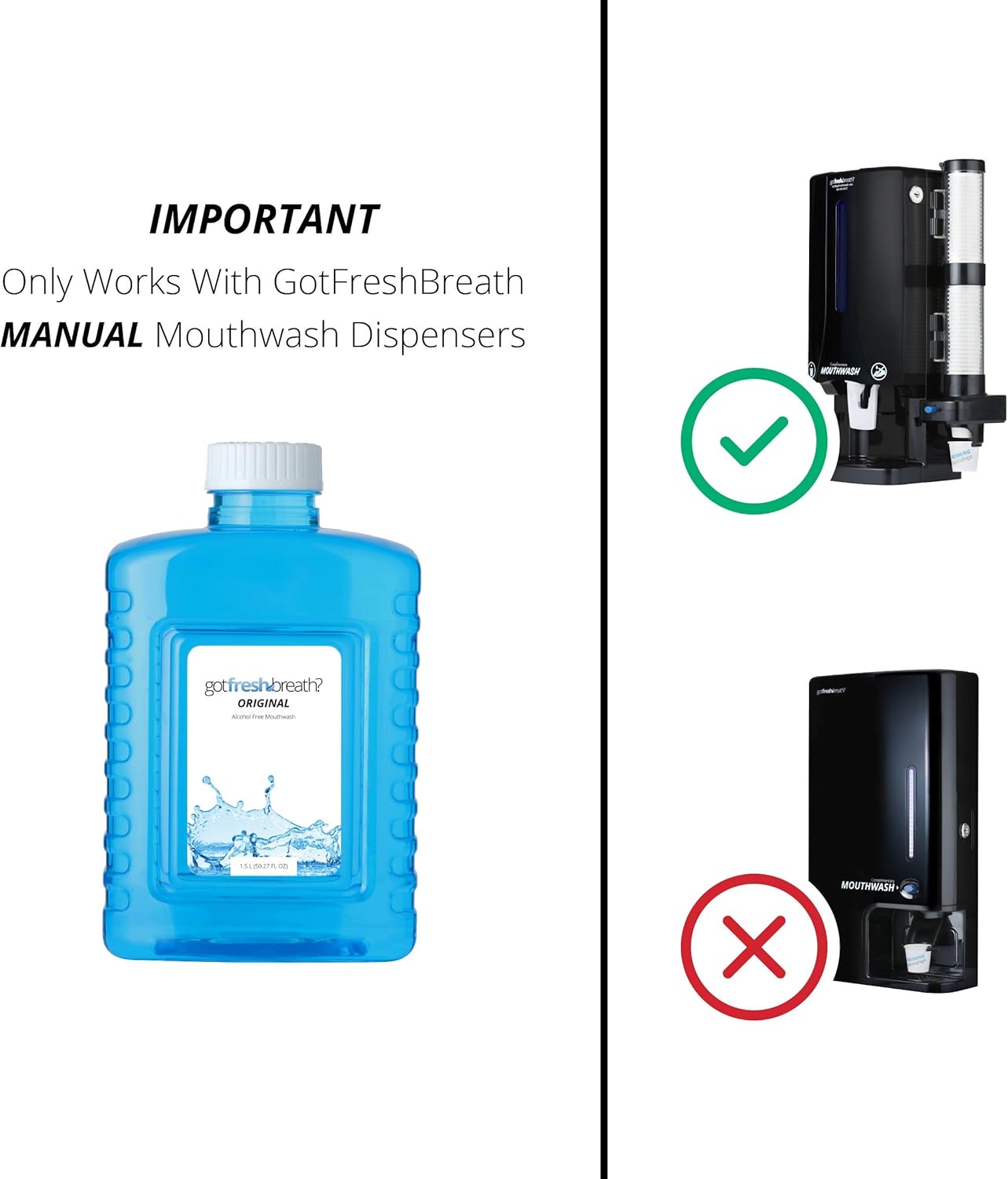 GotFreshBreath Legacy Mouthwash Case (Original Flavor) – 6 Bottles + Cups – Alcohol-Free Mouthwash - Fits Legacy Dispensers, 600 Uses Per Case