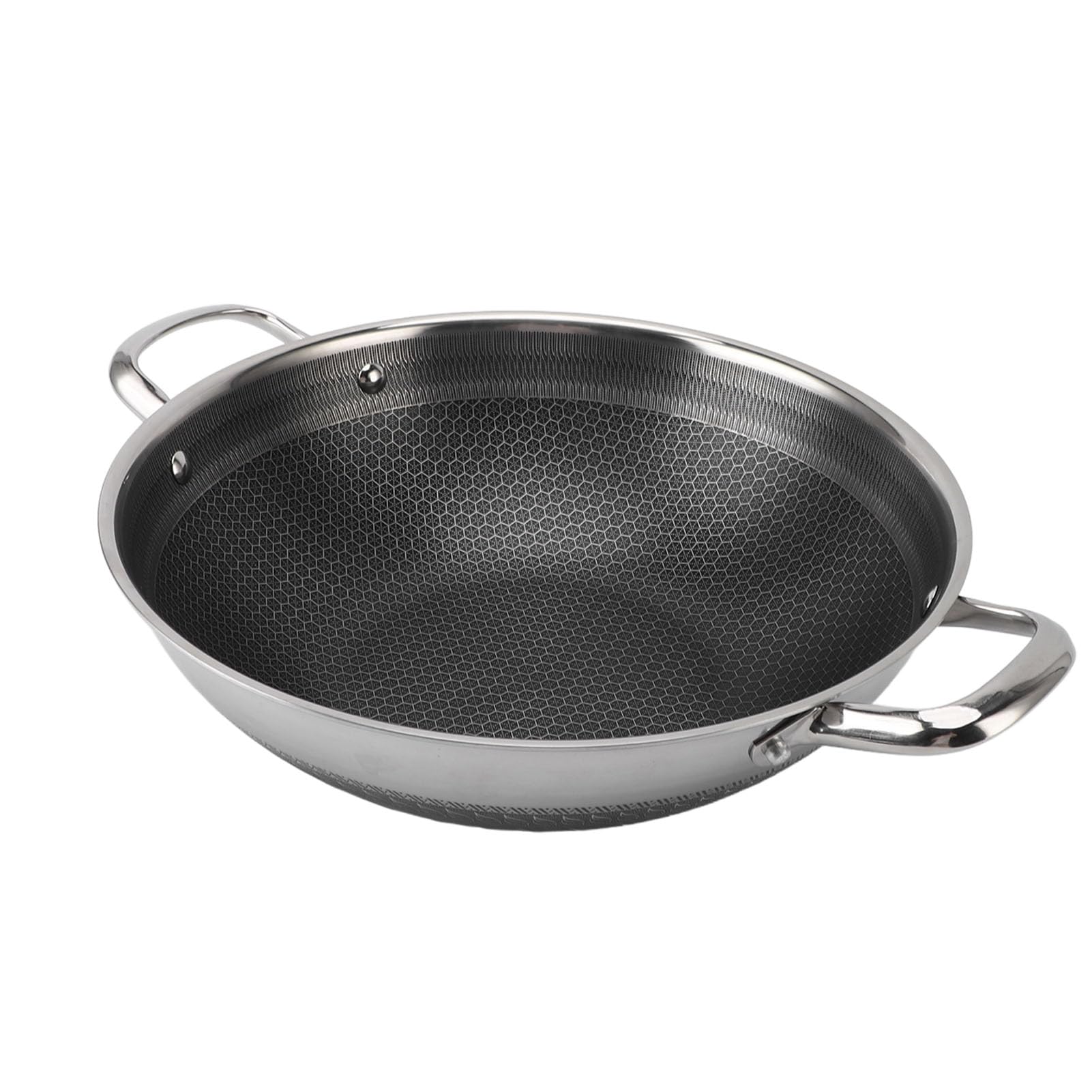 Pan à frire en acier inoxydable induction gaz double poignée lave-vaisselle 32 cm