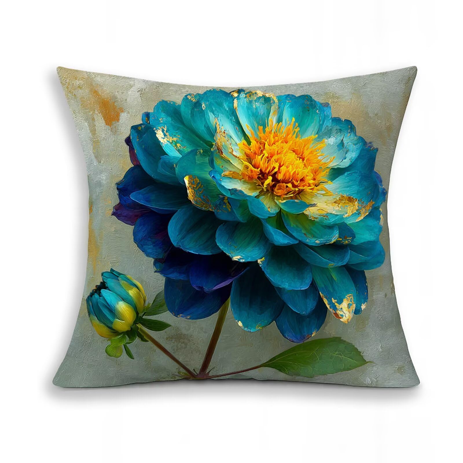 Kwiatowe poszewki na poduszki, sofa, roślina dekoracyjna poszewka na poduszkę 60 x 60 cm, zestaw 4, kwadratowa miękka poszewka na poduszkę z niewidocznym zamkiem błyskawicznym, dekoracyjna na sofę i