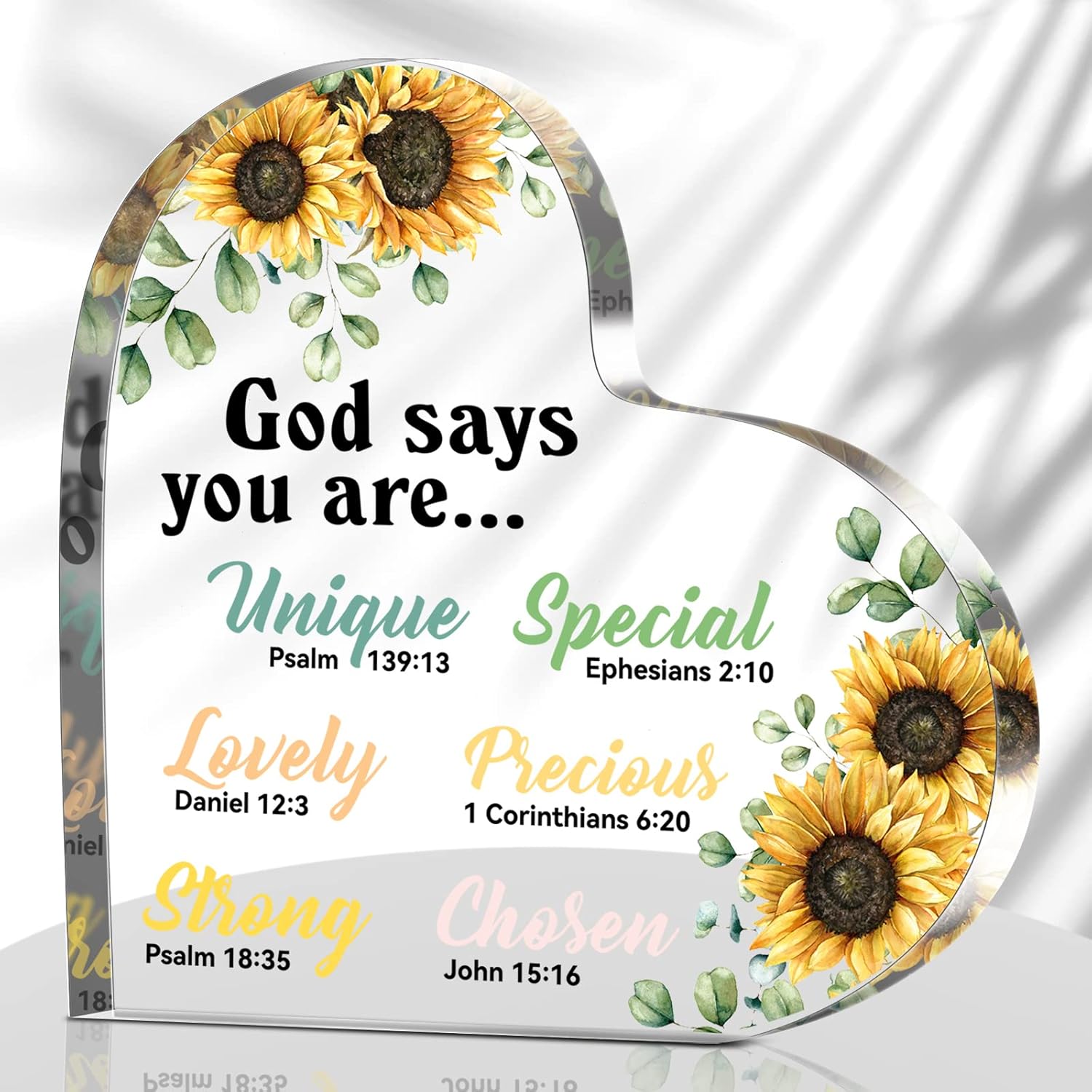 Chunful Christian Gift for Women Sunflowers Gifts for Office Inspirational Paperweight Prayers Religious Scripture Motivational Flower Positive Table Decoration Keepsake(Sunflower)